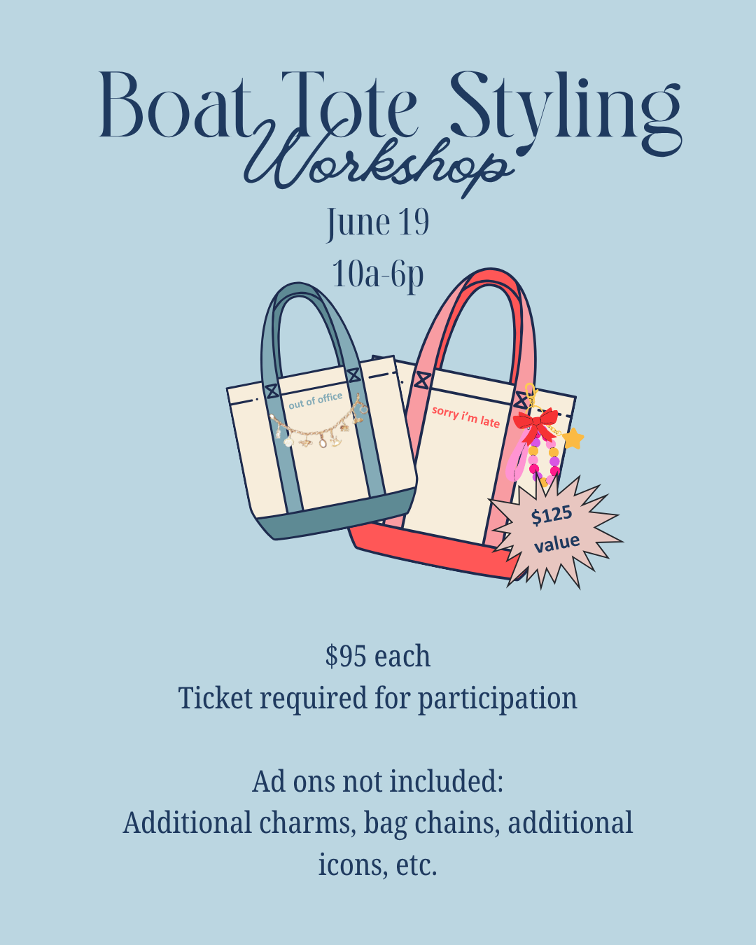 Boat Tote Styling Workshop 6/19