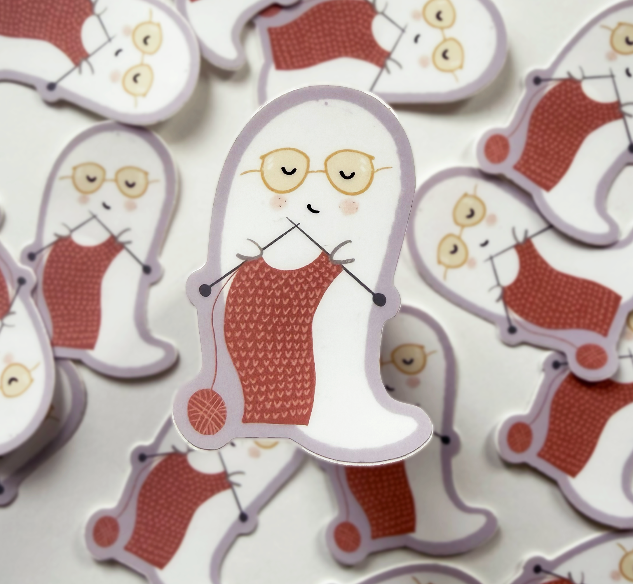 Knitting Ghost Sticker