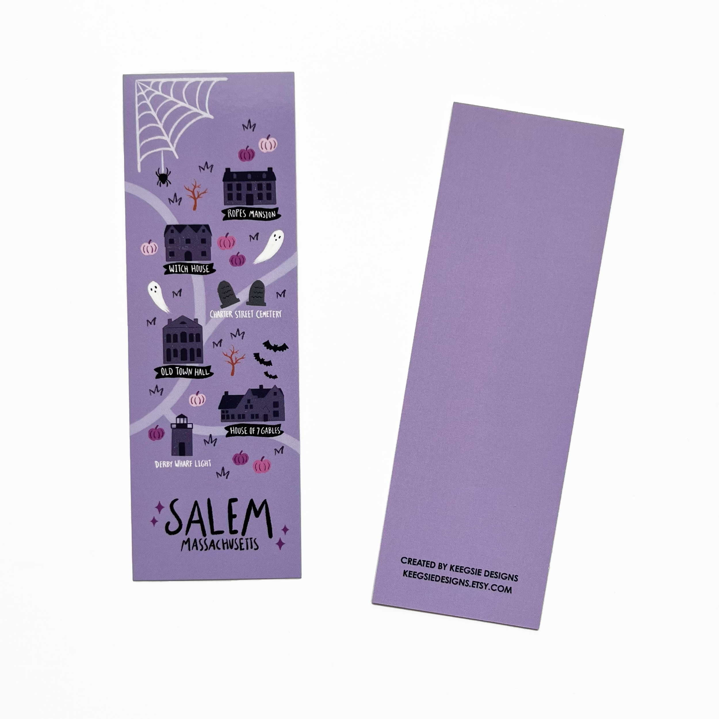 the back of the bookmark sayings keegsie designs and an etsy link at the bottom