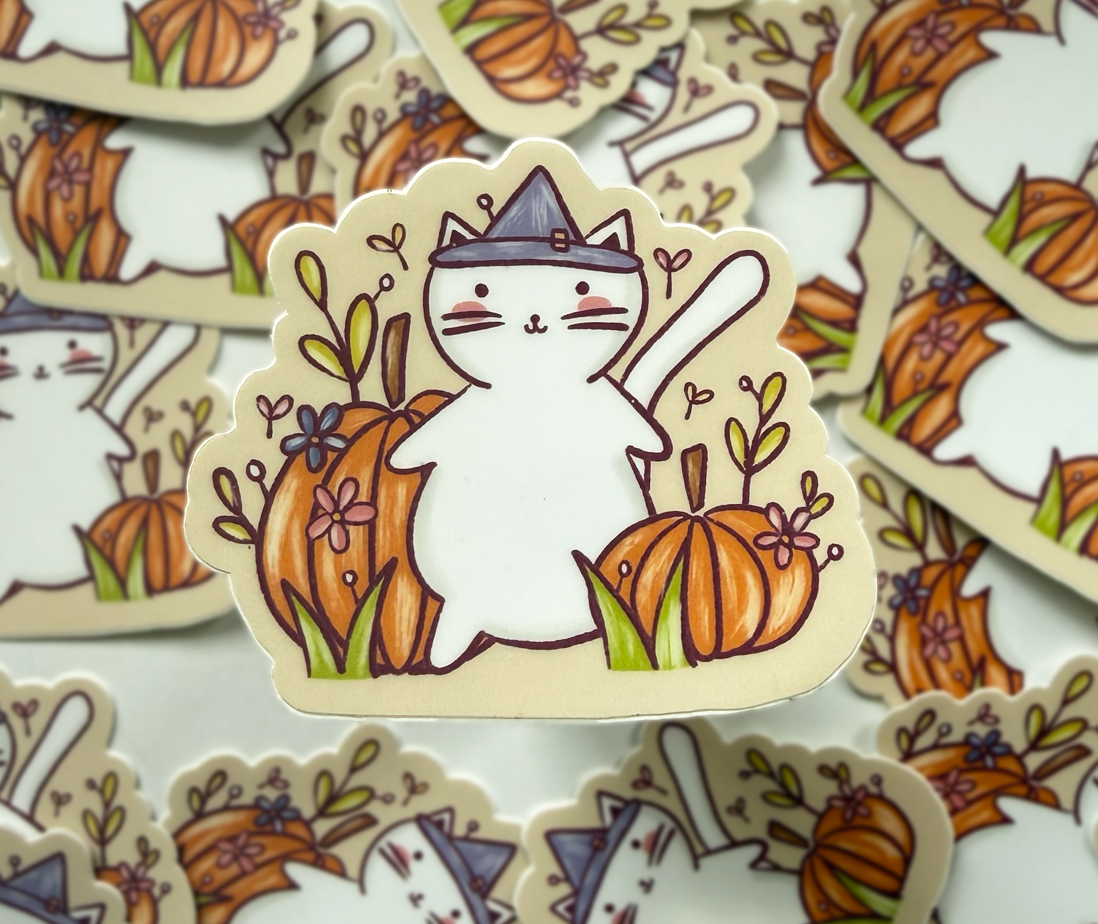 Pumpkin Patch Kitty Sticker