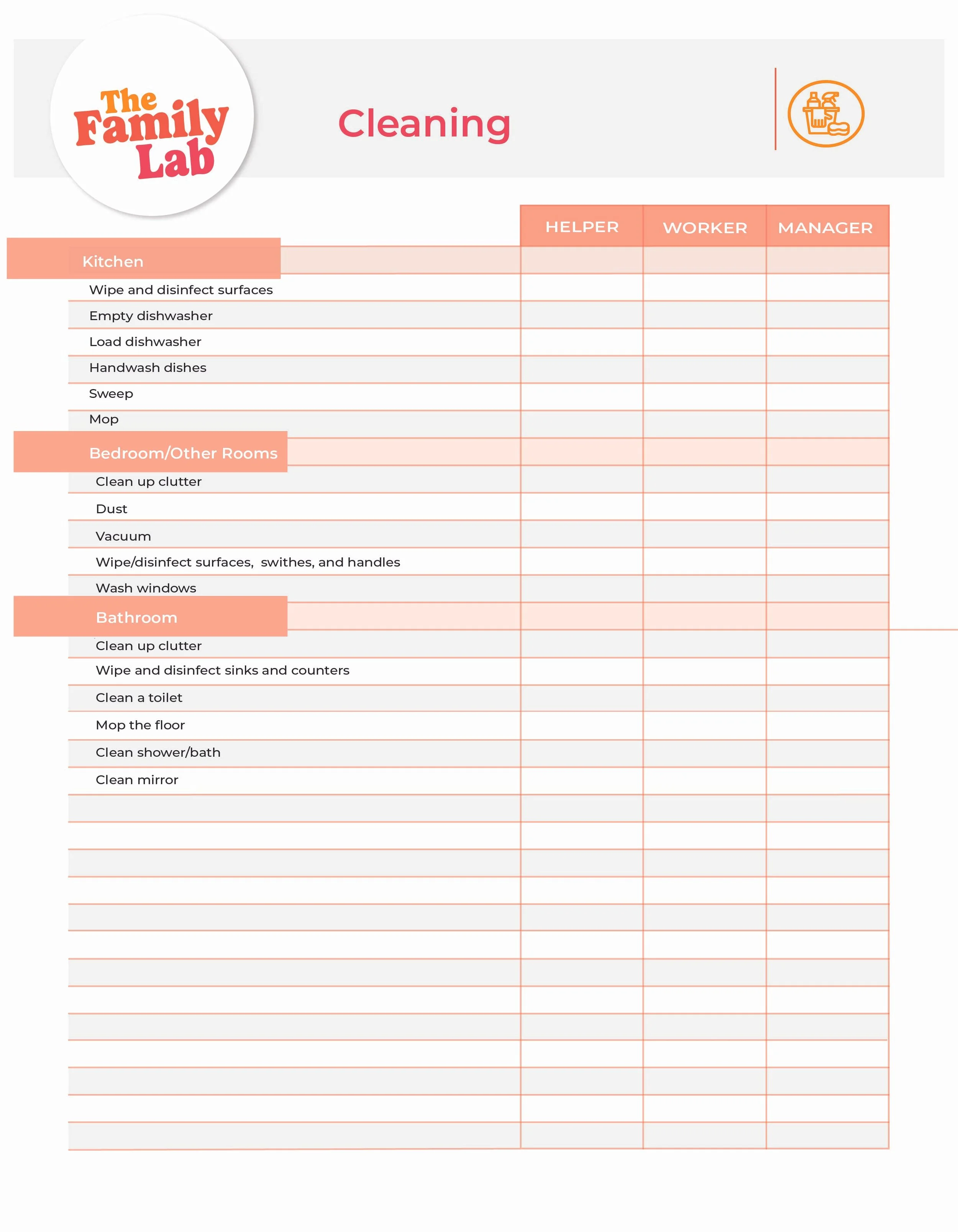 Cleaning Skills Checklist
