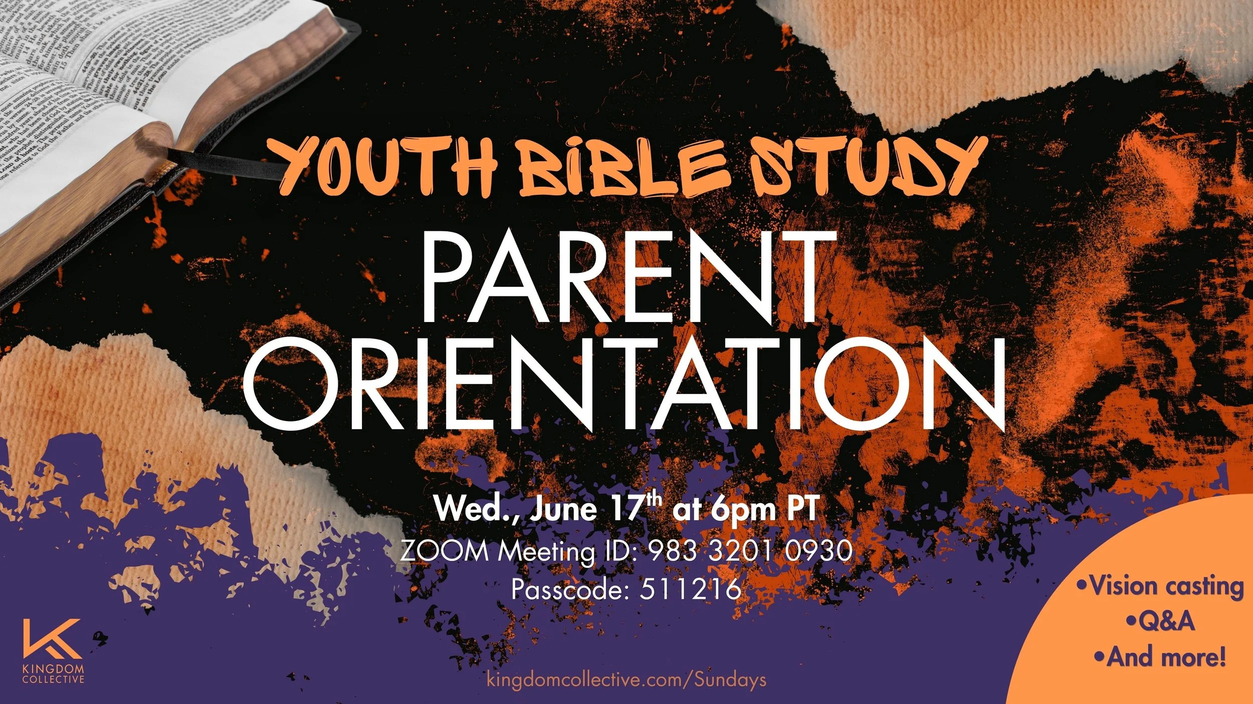 youth bible study Parent orientation 