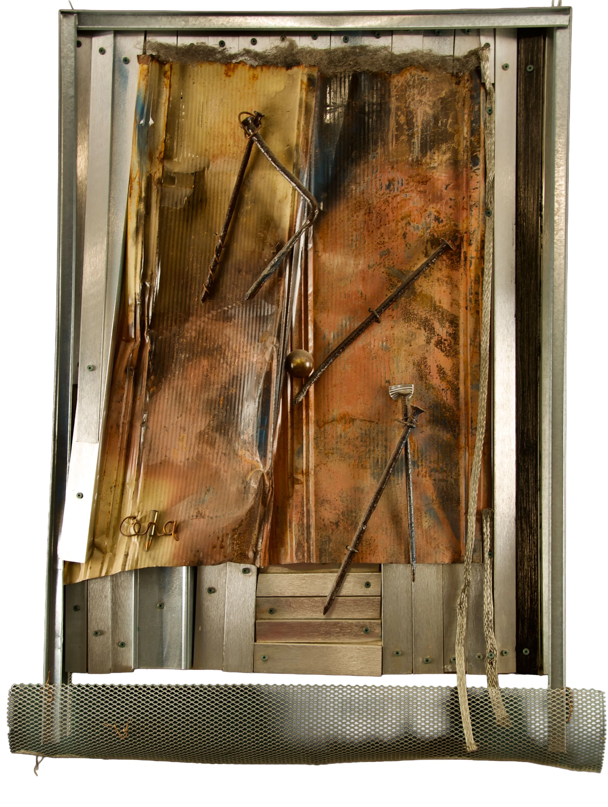 'Nailed' · Collage · 47 x 35 x 4" ·  2000