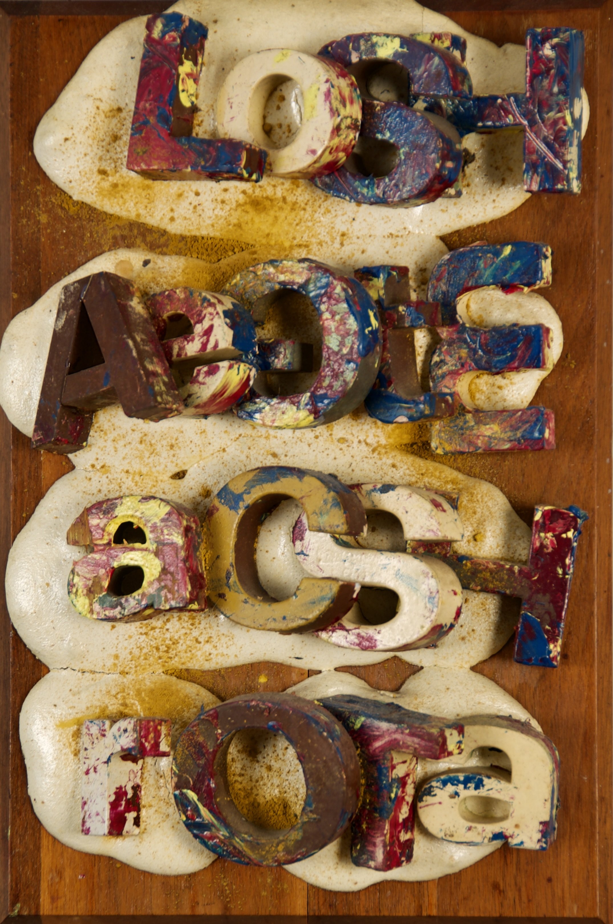 'Alphabet Pasta' ·  Collage · 12x8x3" · 1995