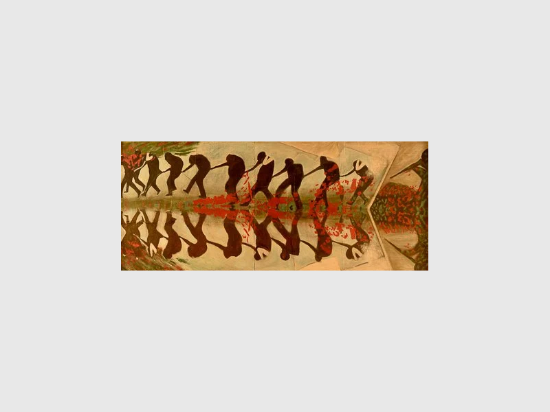 Dead Men Walking, 2025, Oil on Canvas Board, 24 x 52 inches