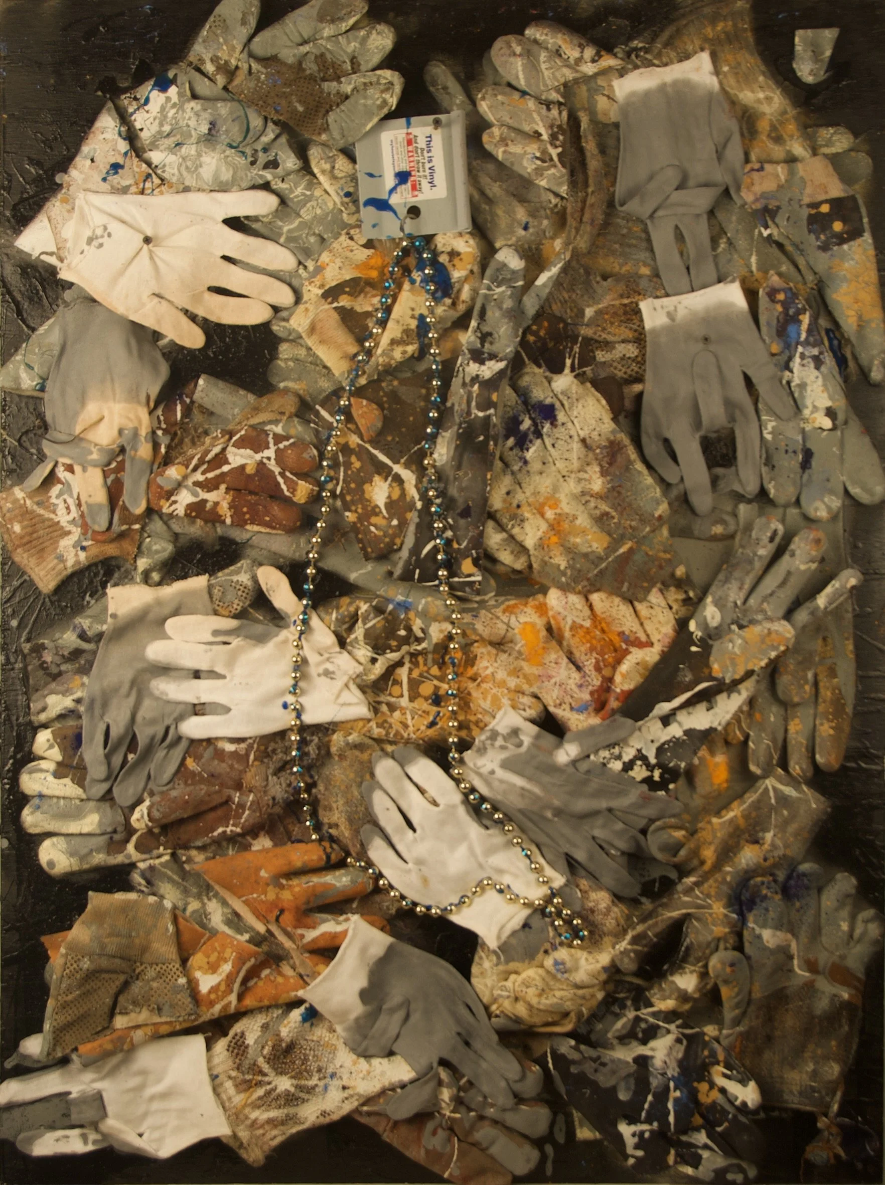 ' Gloves Off'  · Collage  ·42 x 25 x  4" · 1995