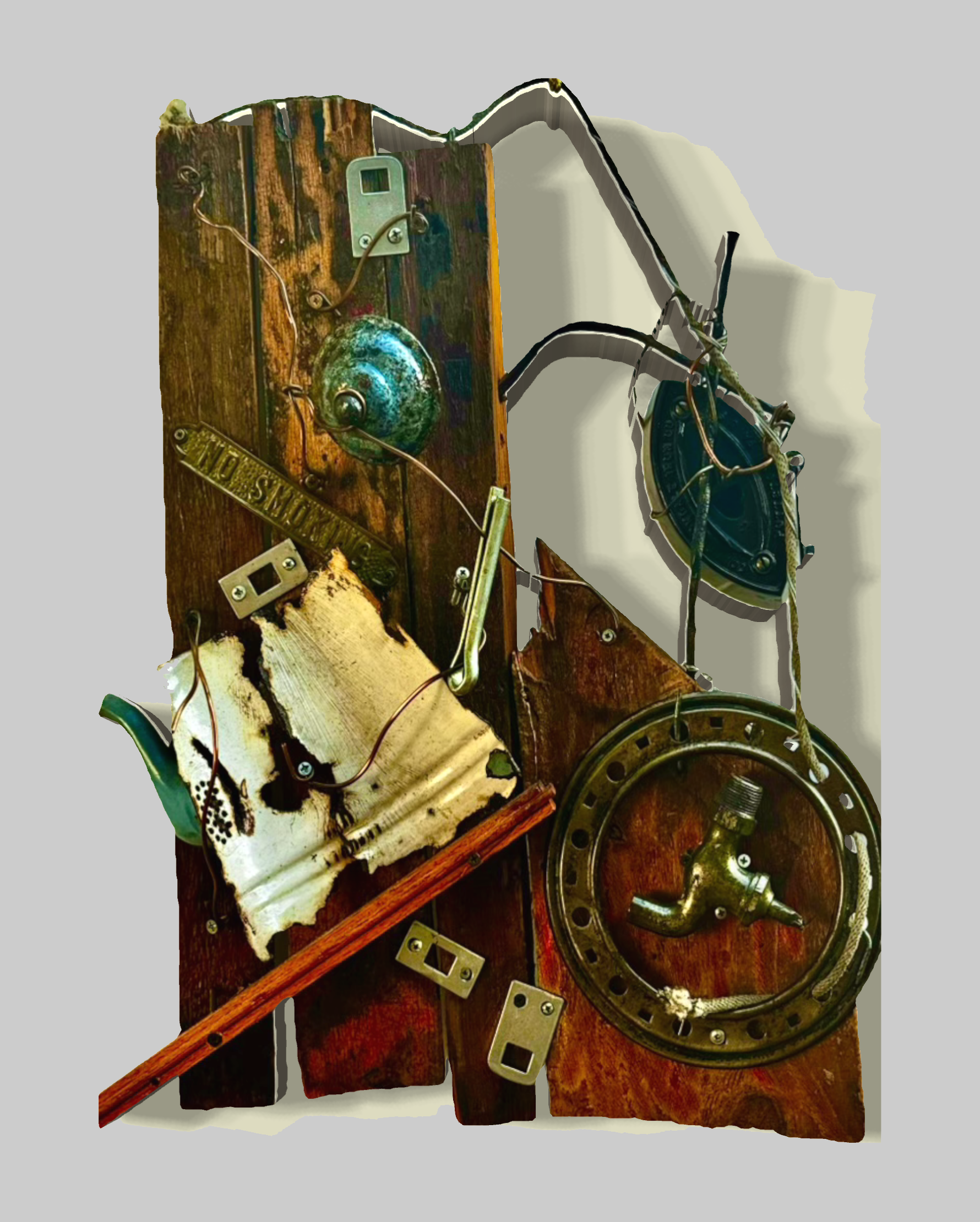 'Pressed For Time' · Collage · 24 x 18 x 6" · 1991