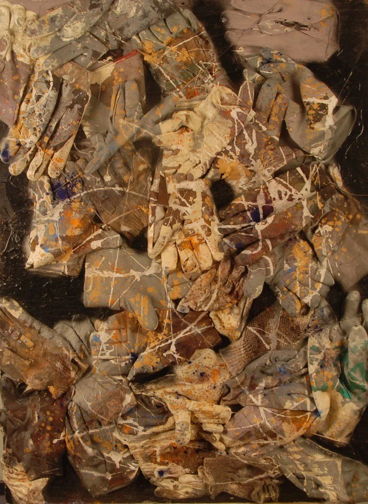 'Gloves Off'  II  ·  Collage  ·  42 x 25 x 4" · 1995.