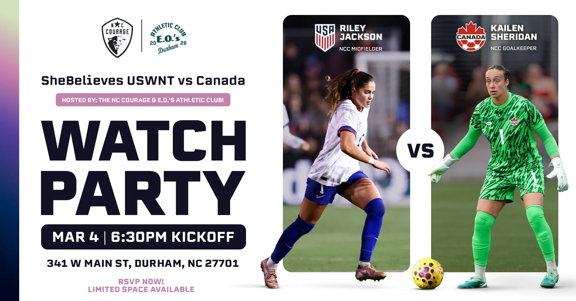 Watch Party w/ NC Courage: She Believes Cup – USWNT vs. Canada 