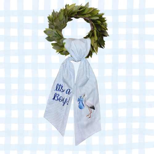 Welcome Baby Boy Wreath Sash