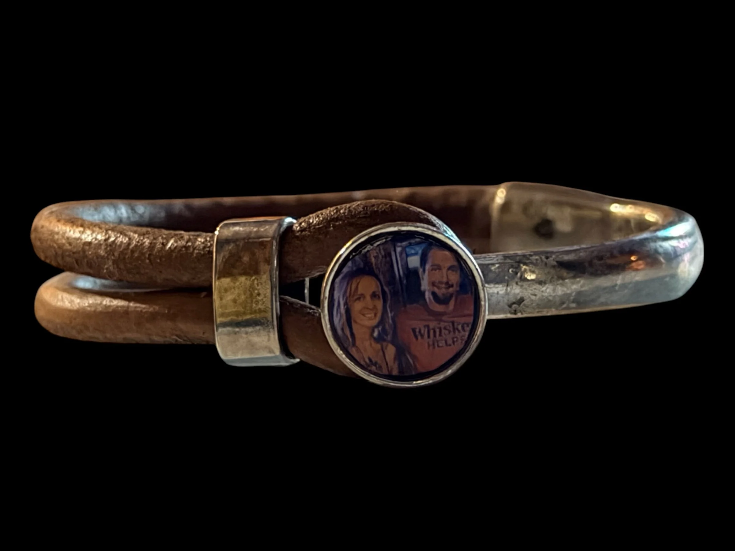 Custom Photo Bracelet - Round Leather Cord