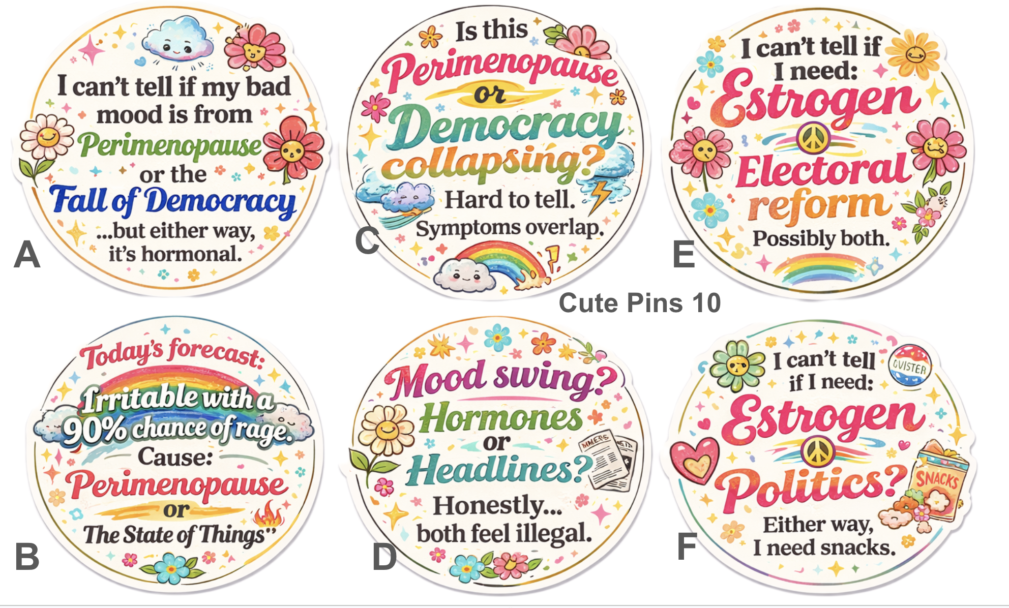 Menopause Theme Stickers  - 10