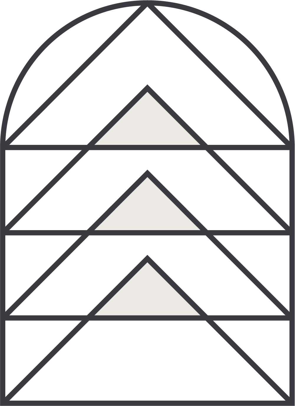 A stylized Eiffel Tower with black, gray, and white geometric shapes and patterns.