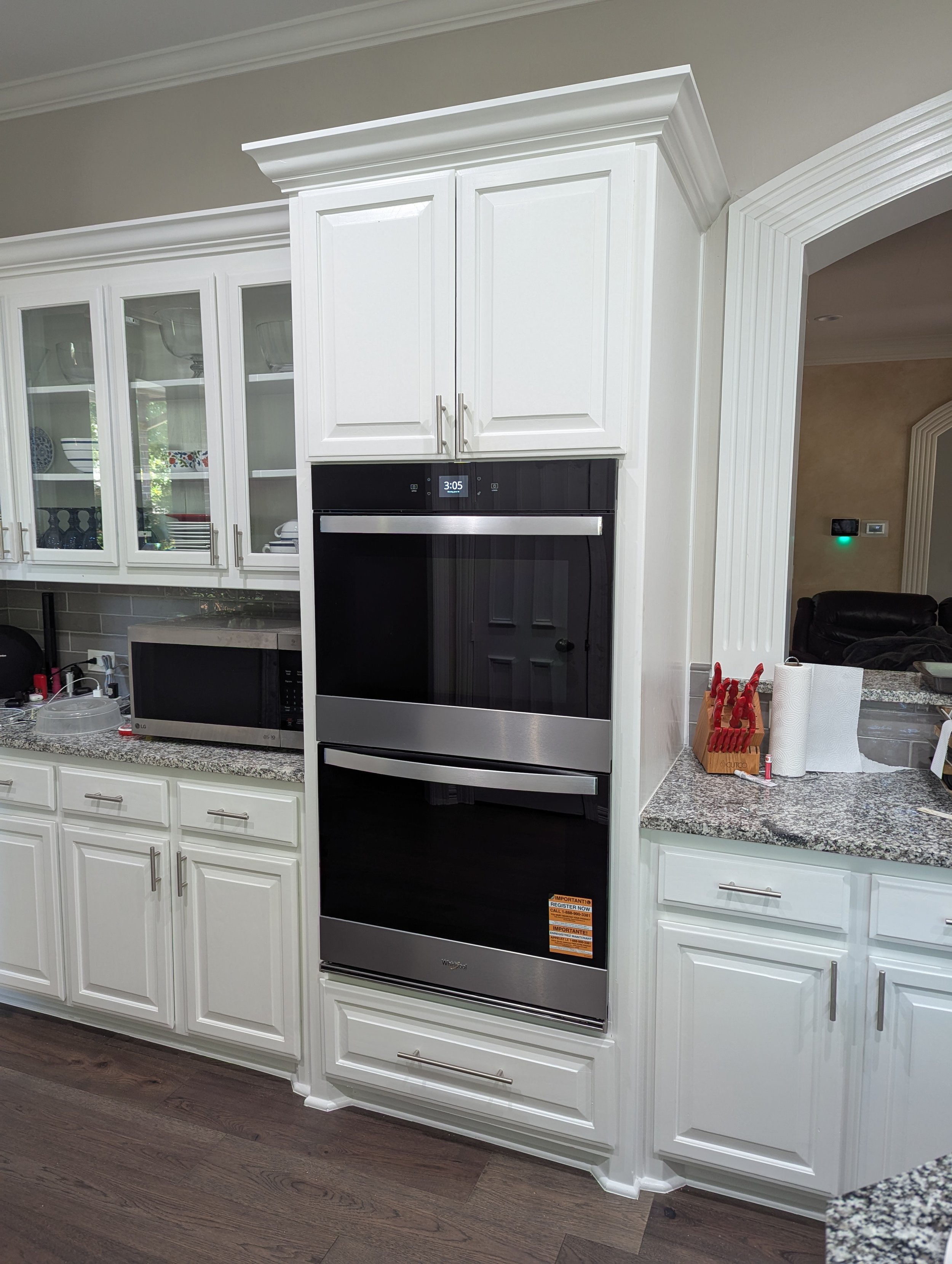 Rebuilt kitchen cabinet to fit client's new double oven - 2025