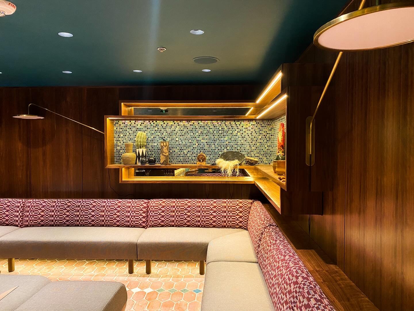 Walnut Wall Shelving Décor with Integrated Lighting - 2021 with CE Design