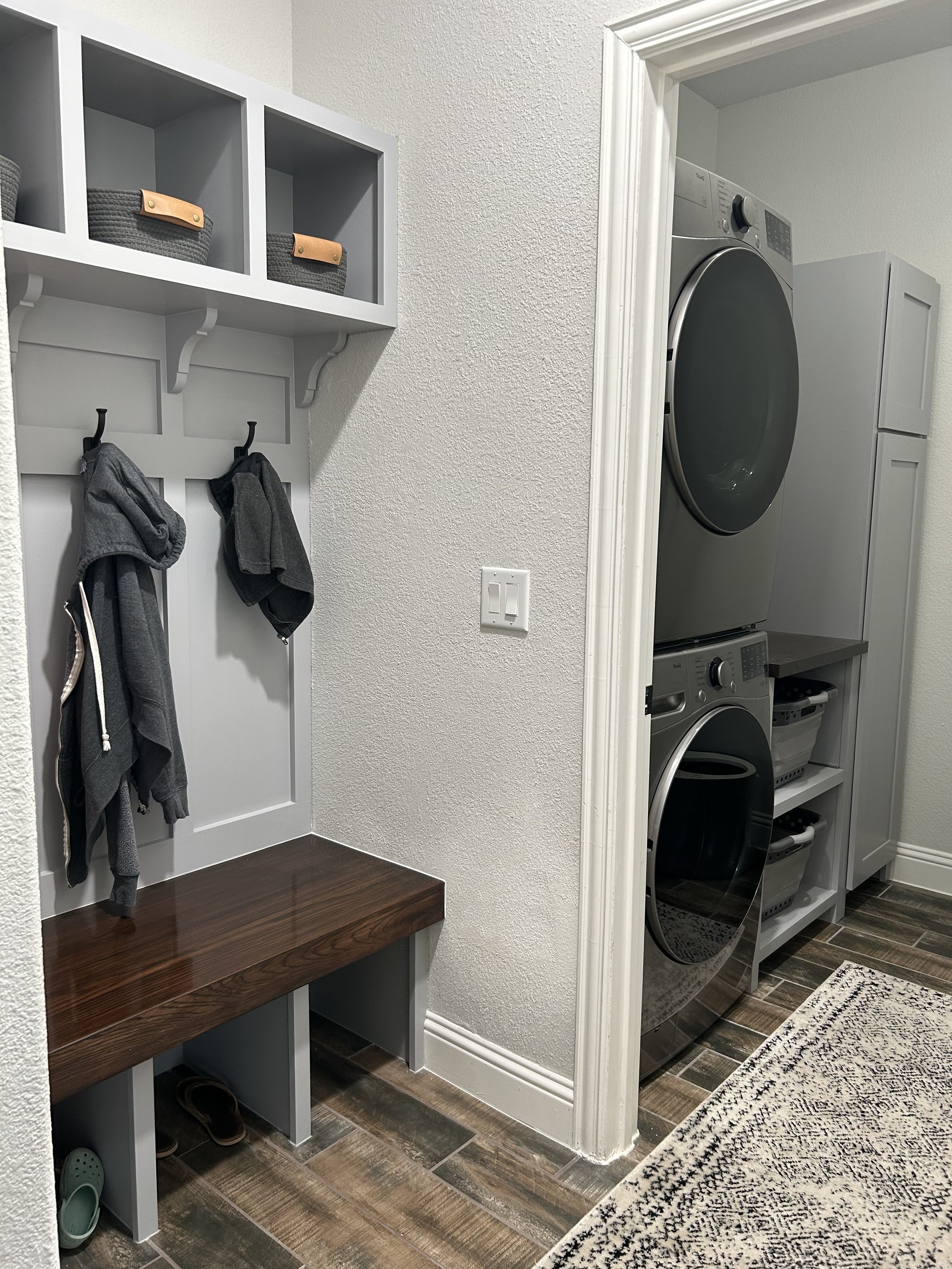 Client's double order for a matching mudroom and laundry remodel - 2025