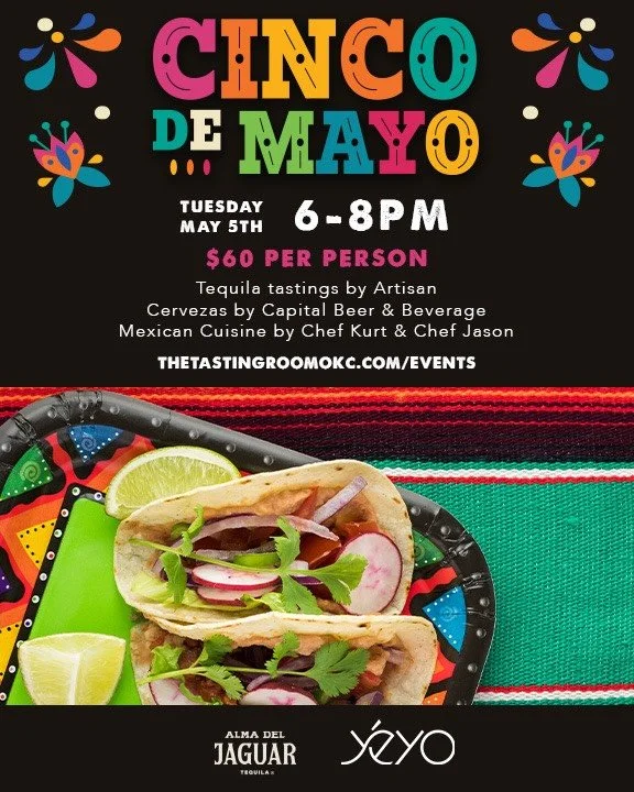 ✨ Cinco De Mayo at The Tasting Room ✨

Join us Tuesday, May 5th from 6&ndash;8 PM for a night of tequila, tacos, and good vibes 🇲🇽

🥃 Tequila tastings by Artisan featuring Y&eacute;yo and Alma Del Jaguar 🍺 Cervezas by Capital Beer &amp; Beverage 