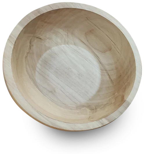 Gedrechselte Holzschale von oben, helles Holz mit feiner Maserung