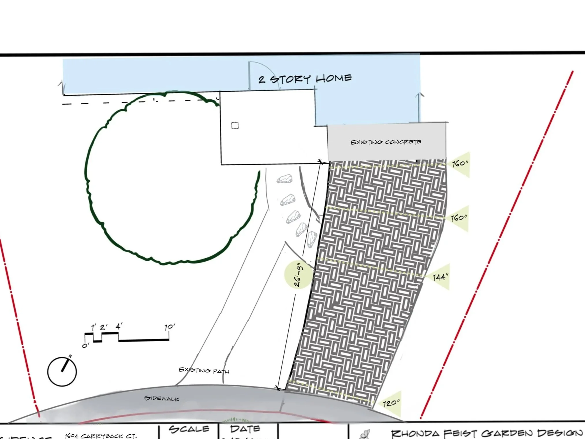 The Driveway Plan.  The original driveway was 9' wide, I widened it to 10 feet at the bottom and just over 13' at the top for extra stability and access.