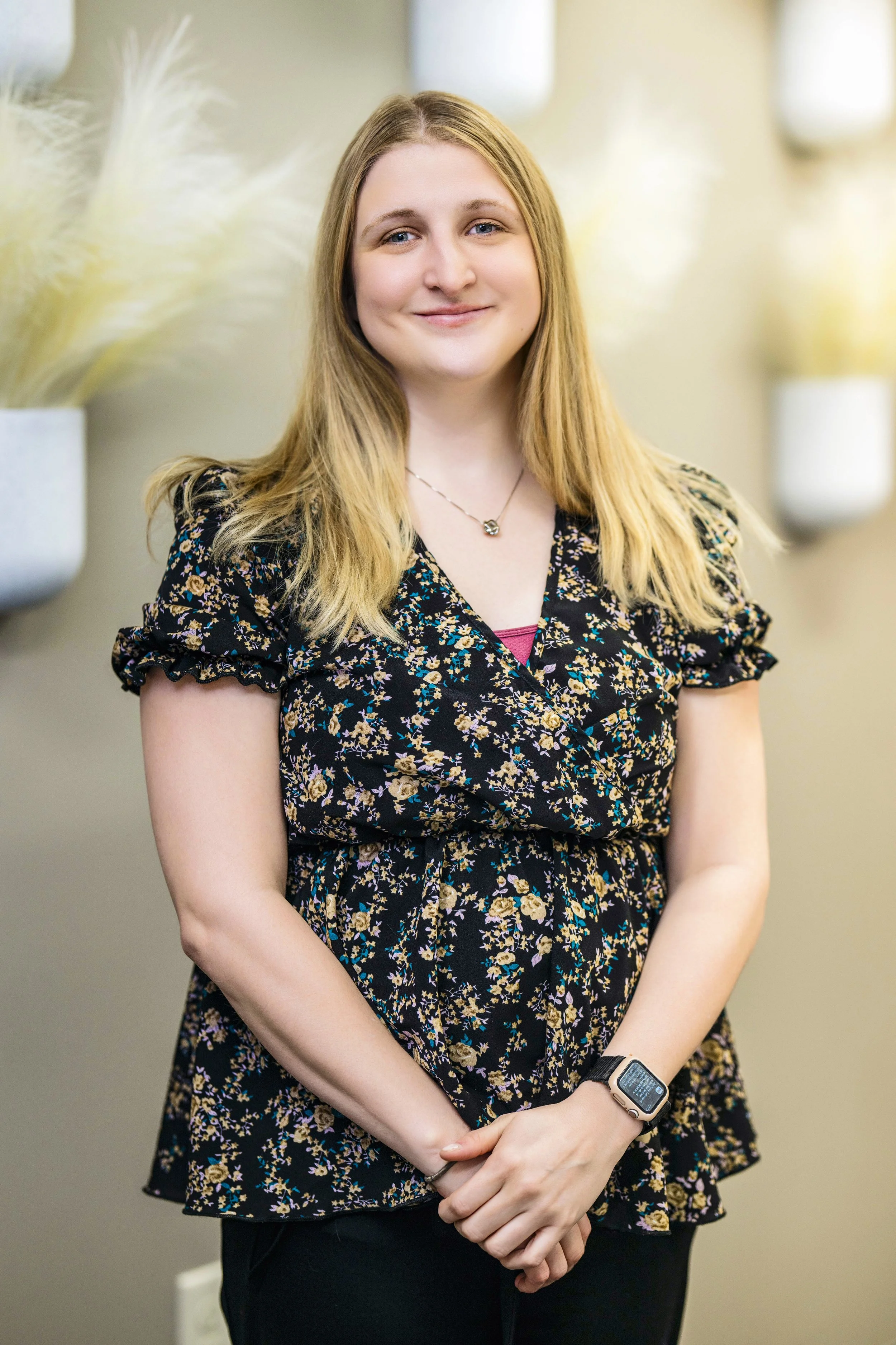 Portrait of a female student with blonde hair