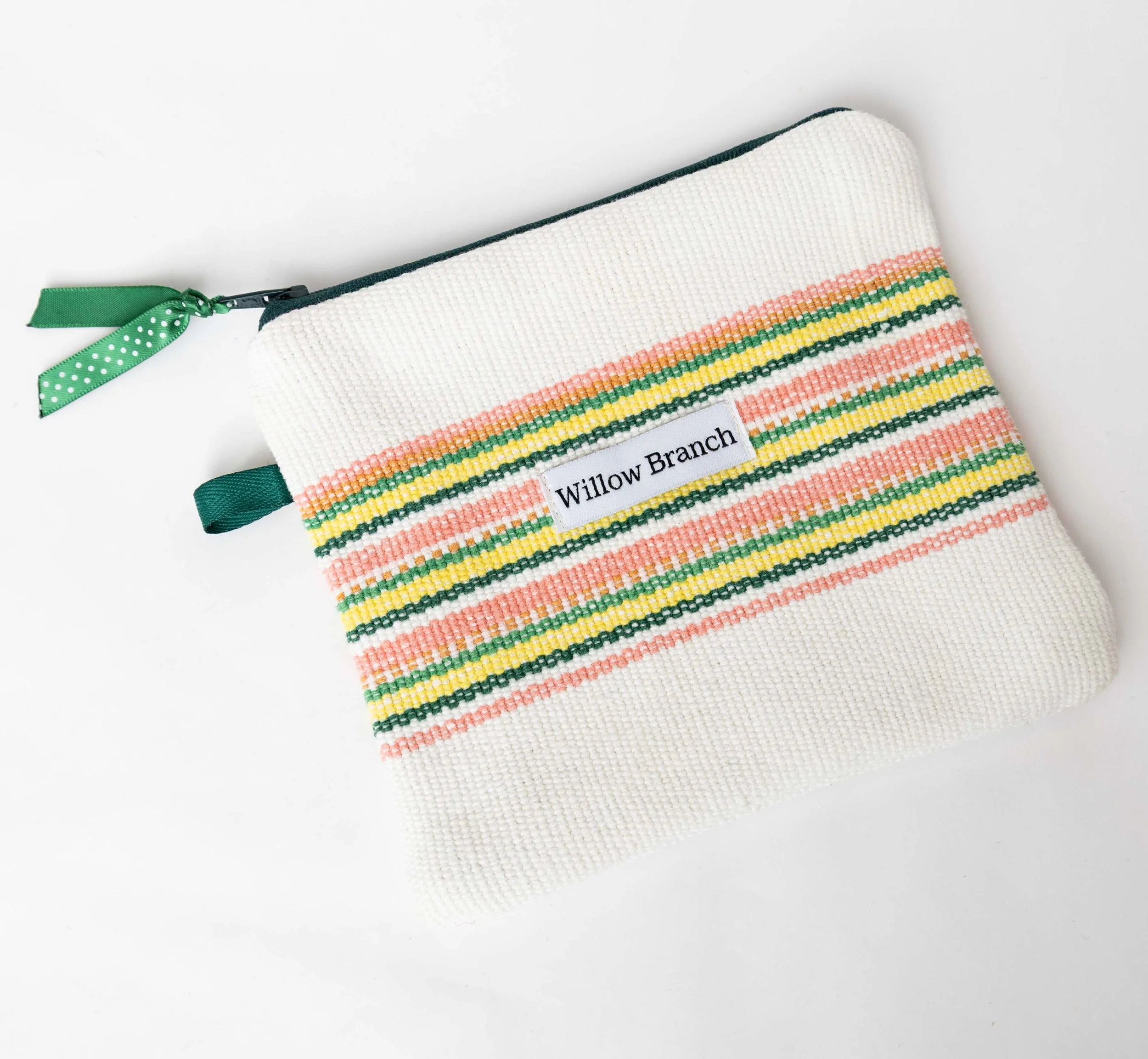 Yellow Green Pink Stripe Horizontal Flat Pouch