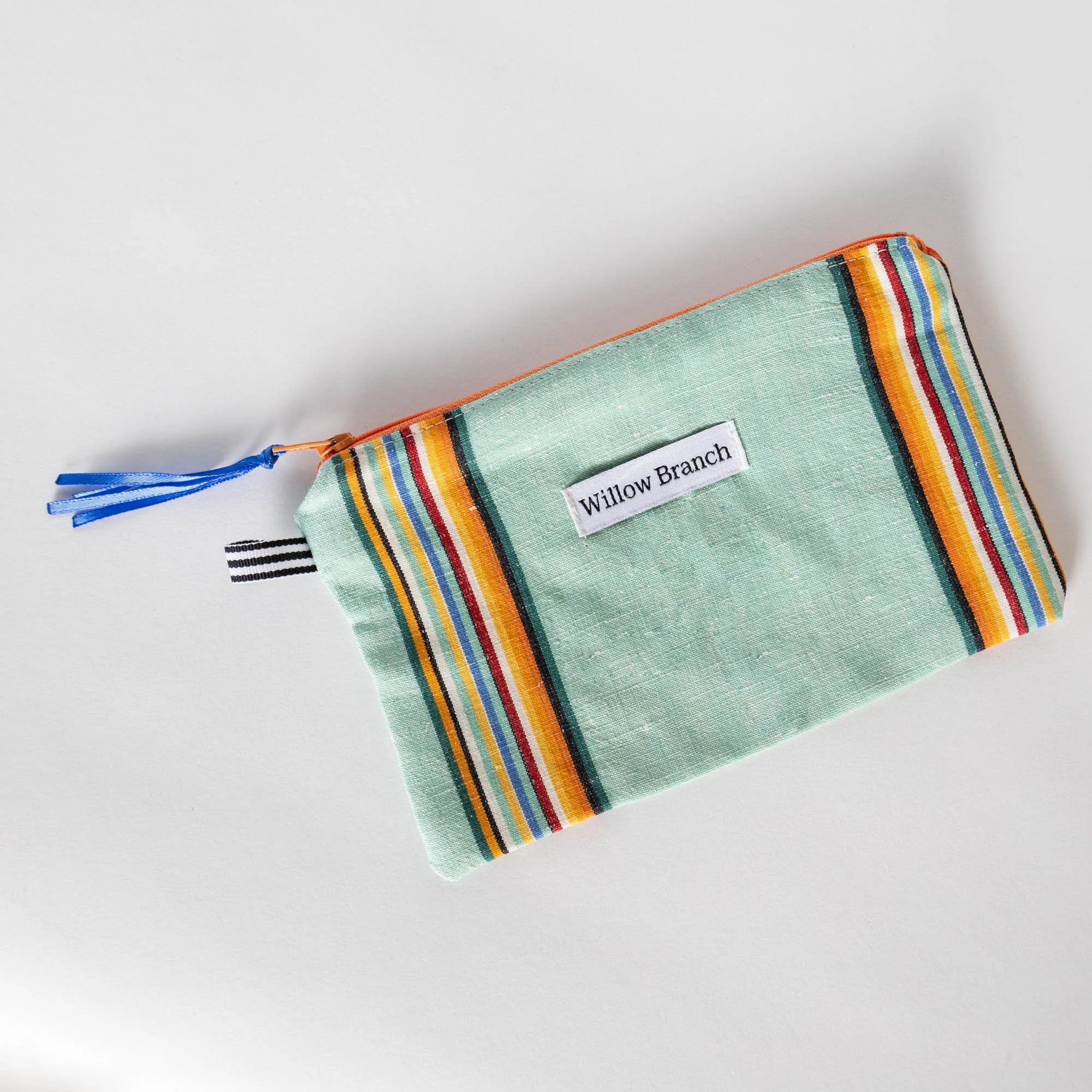 Green Striped Vintage Napkin Flat Pouch