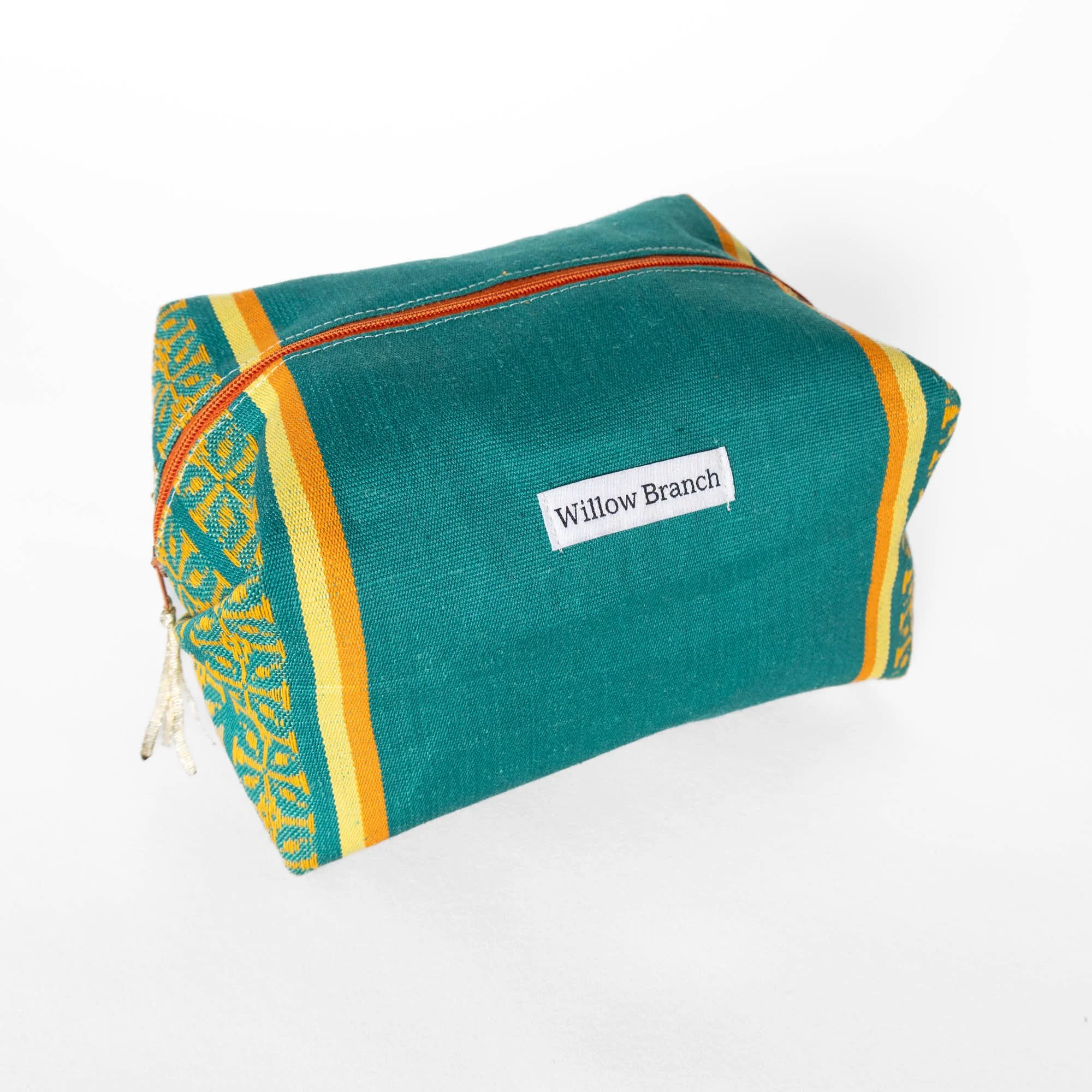 Teal Orange and Yellow Boxy Makeup Bag