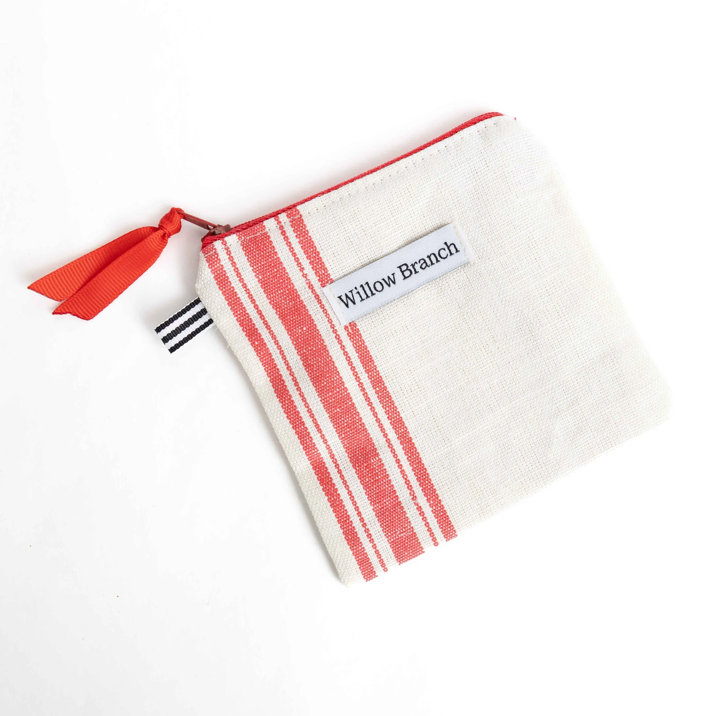 Red Stripe Flat Pouch Red Zipper Square