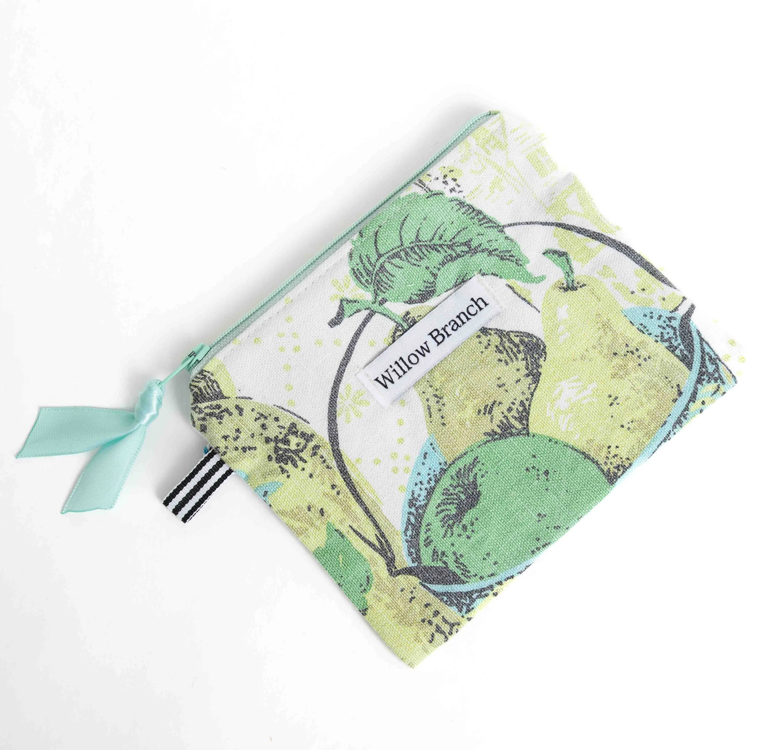 Vintage Pears Blue Green Flat Pouch