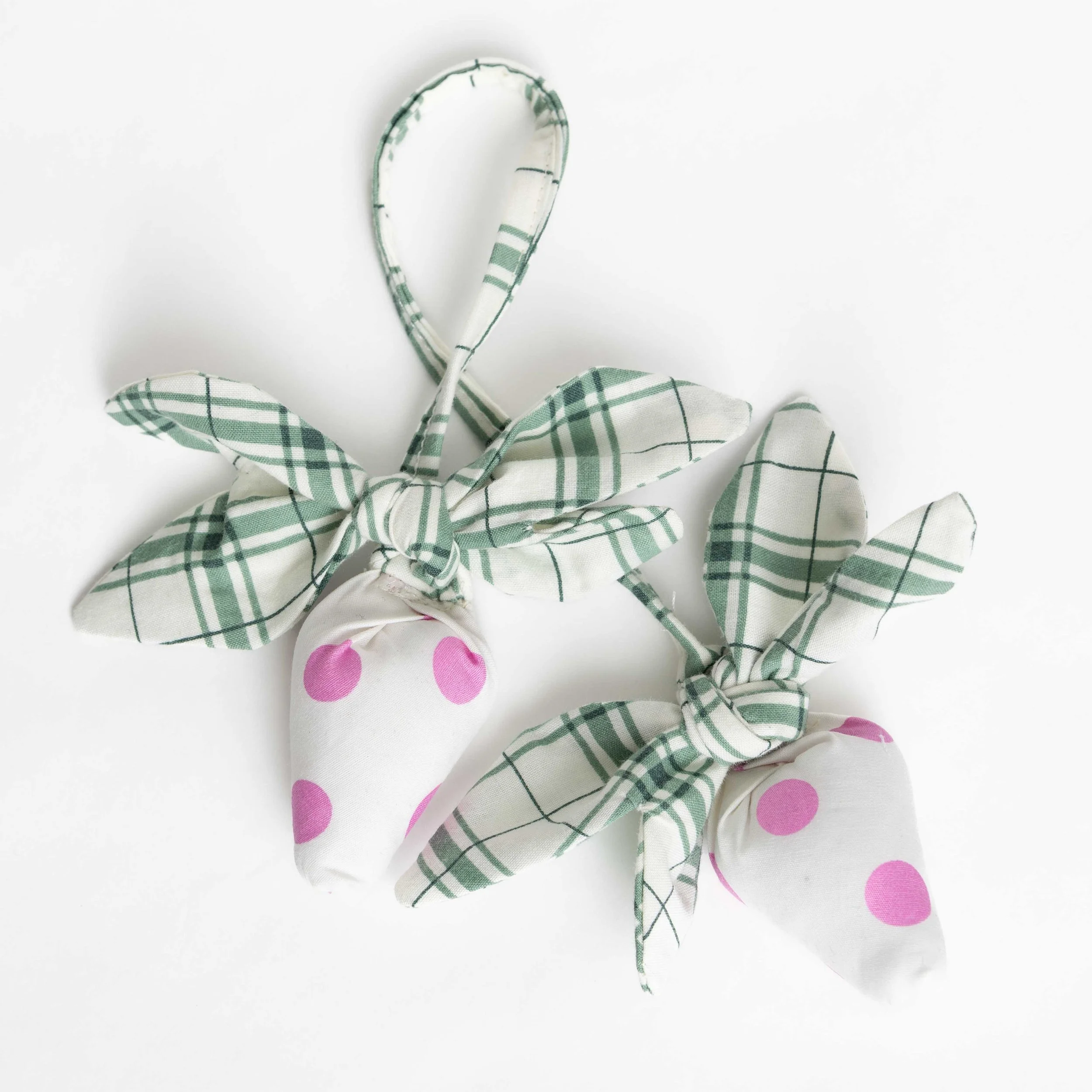 Strawberry Purse Charm Green Plaid and Pink Pokadot