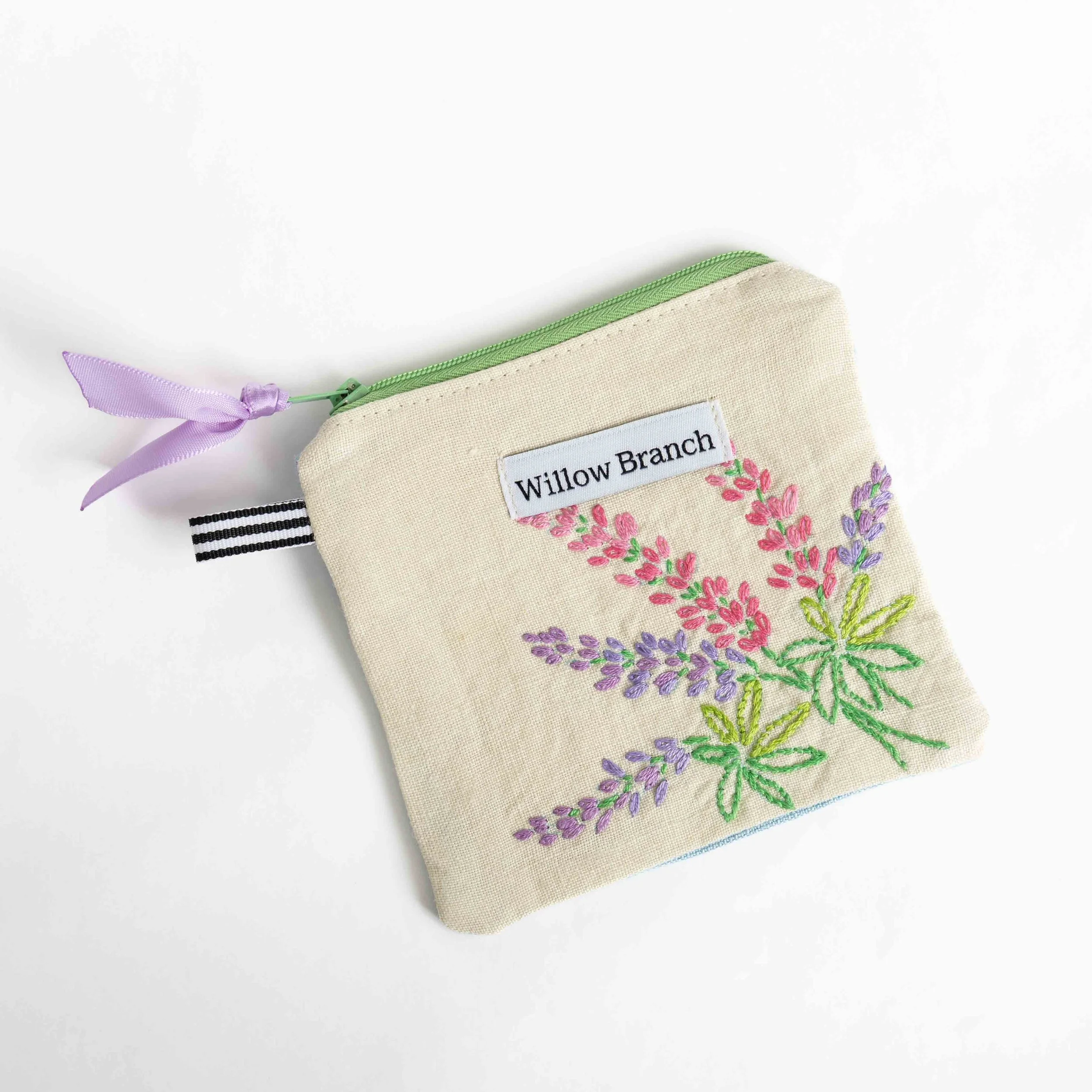 Lupine Embroidered Flat Pouch