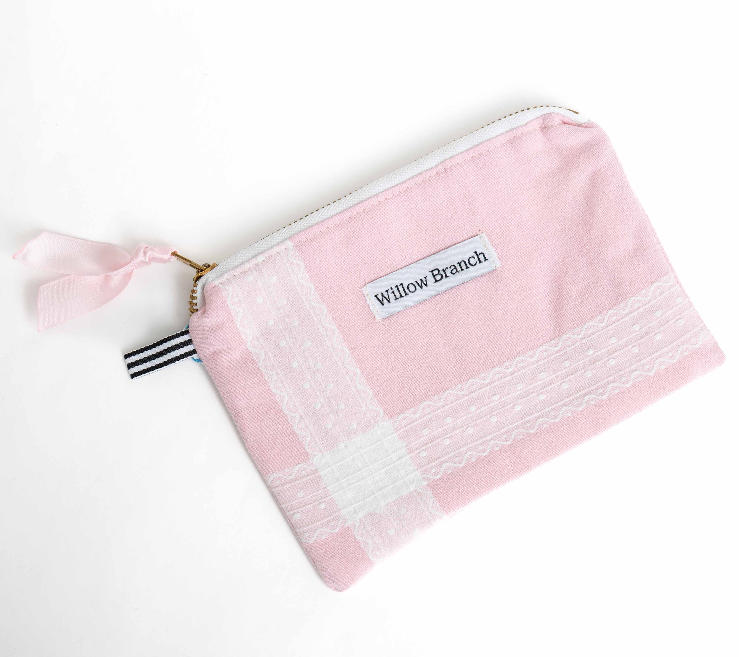 Pink and White Flat Pouch
