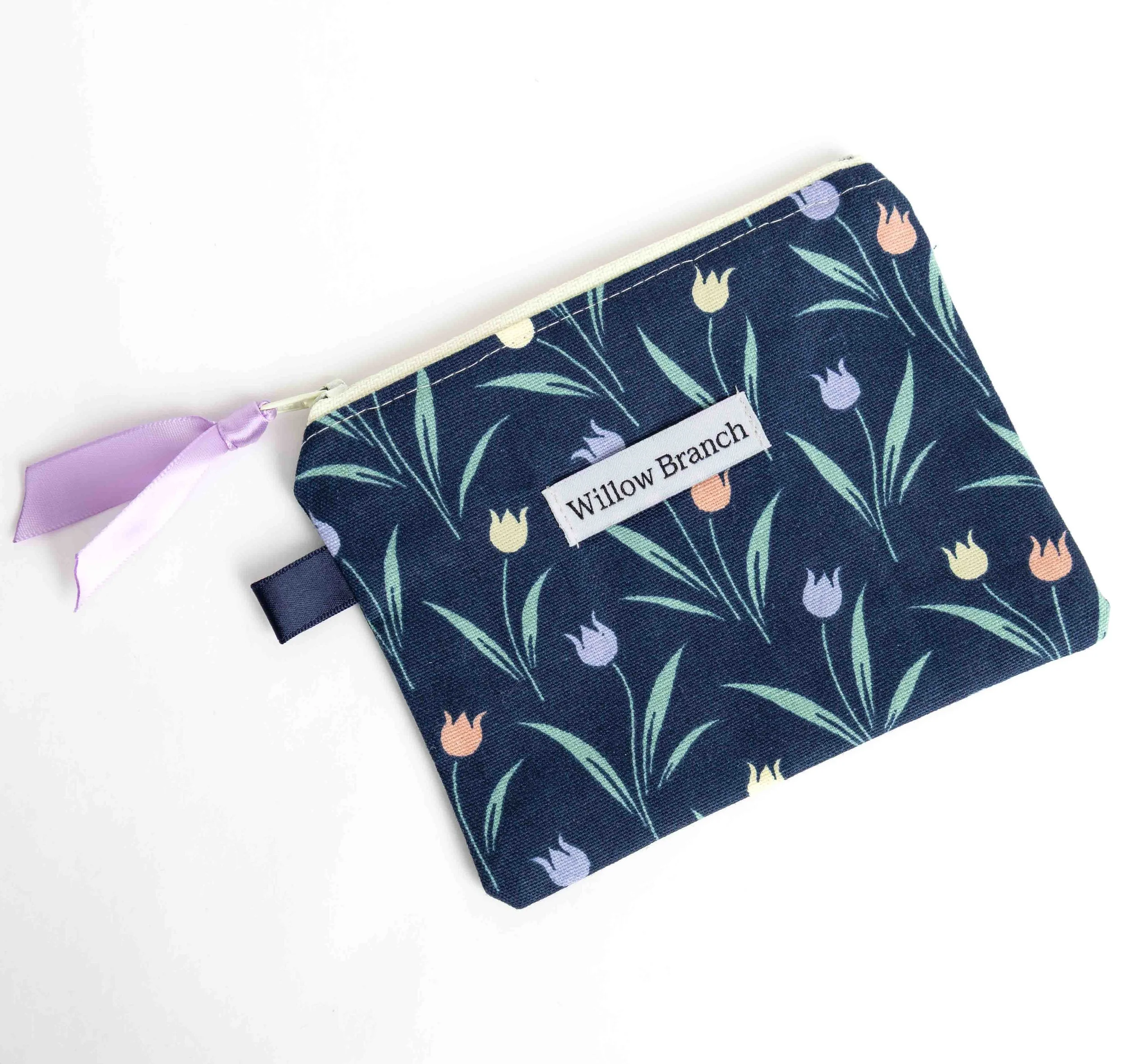 Tulip multi colour Navy Flat Pouch Yellow Zipper