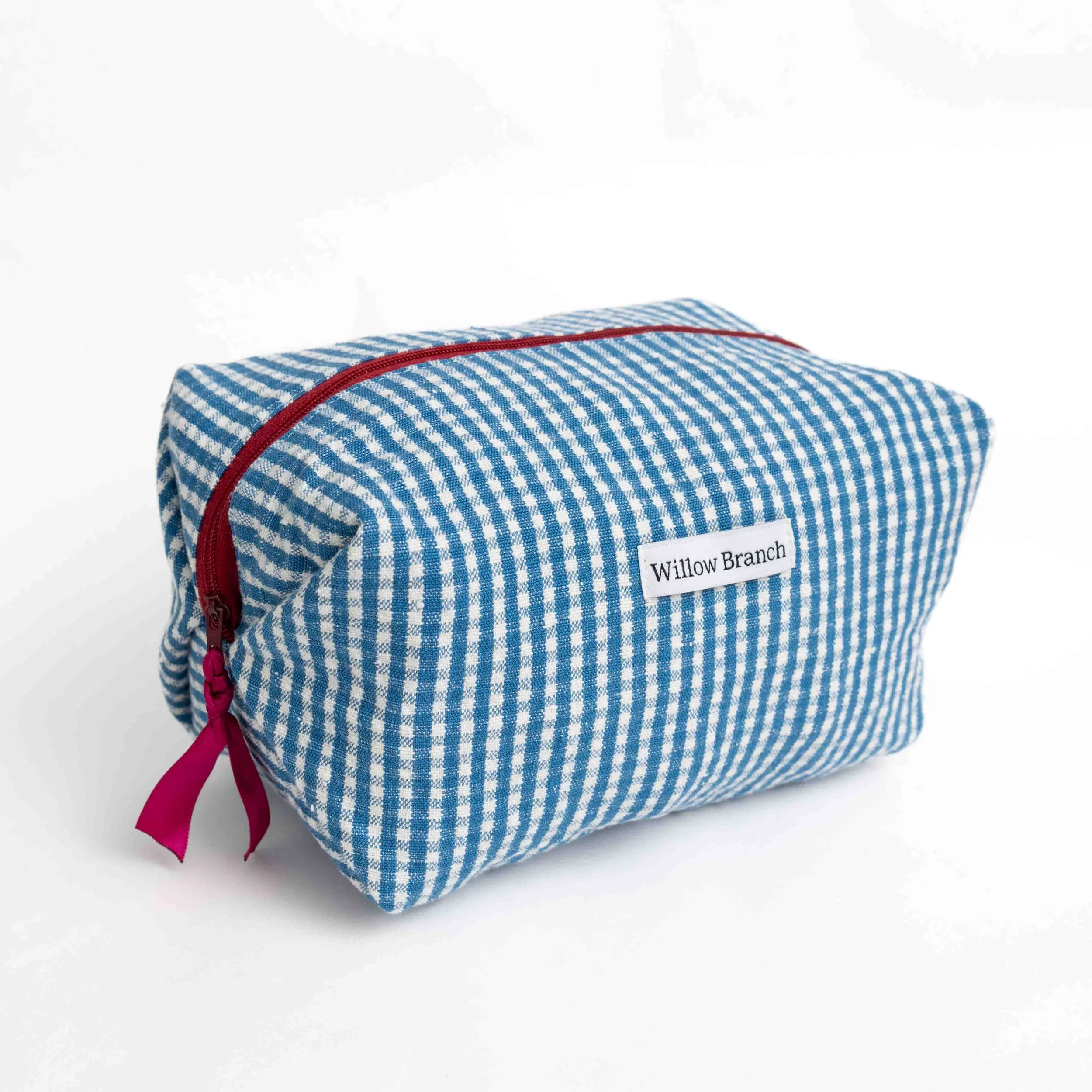Blue Gingham mini Boxy Makeup Bag