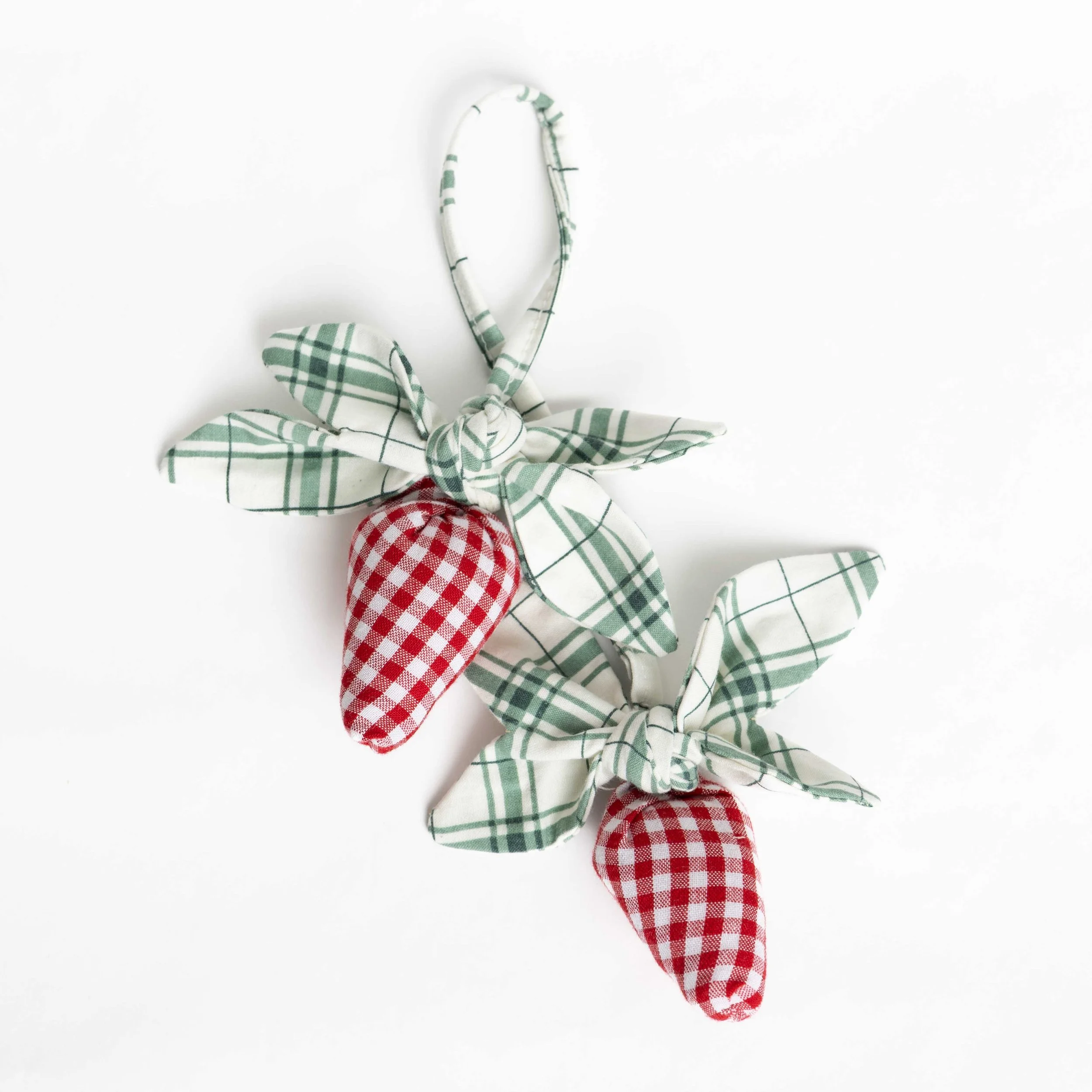 Strawberry Purse Charm Green Plaid, Red Gingham medium check