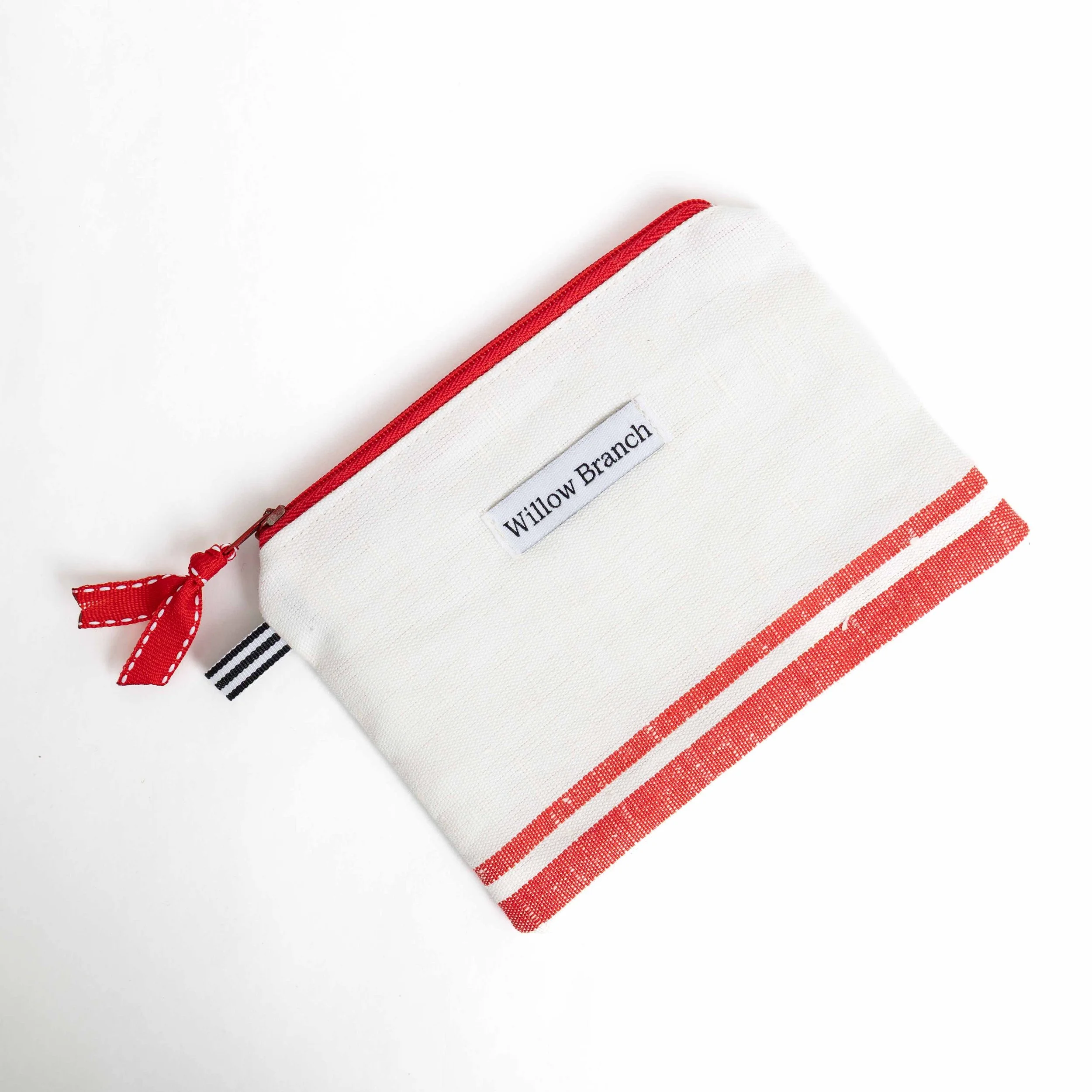 Red Stripe Flat Pouch Red Zipper