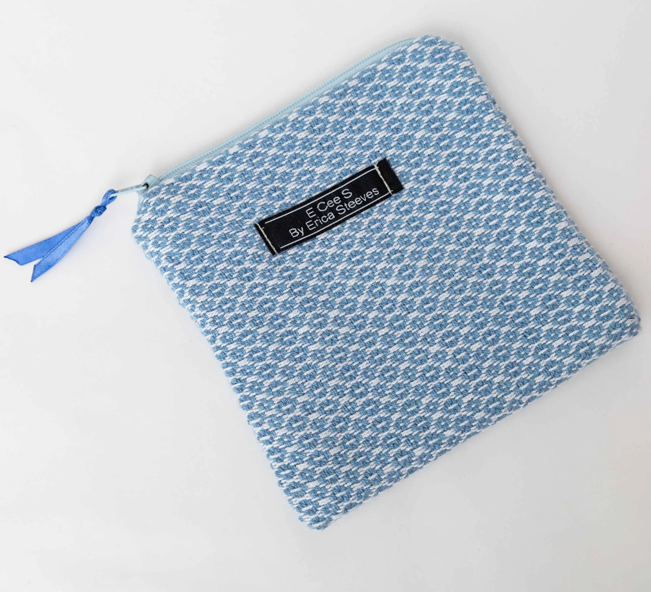 White and Blue Hand woven Flat Pouch