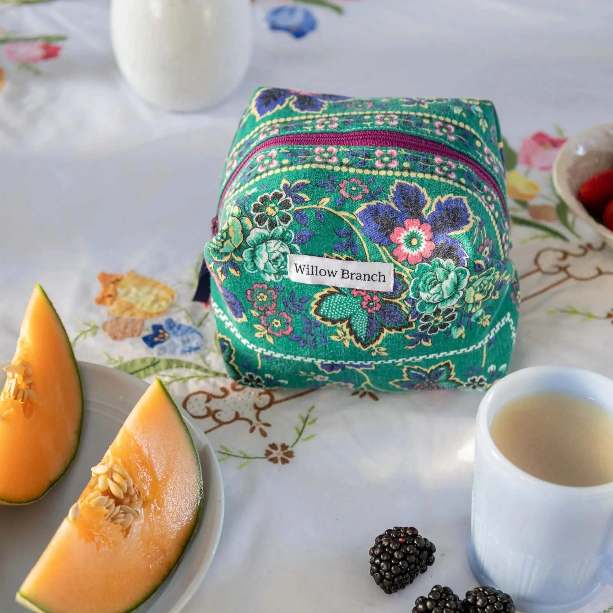 Square Scarf Print Multi Color Boxy Makeup Bag