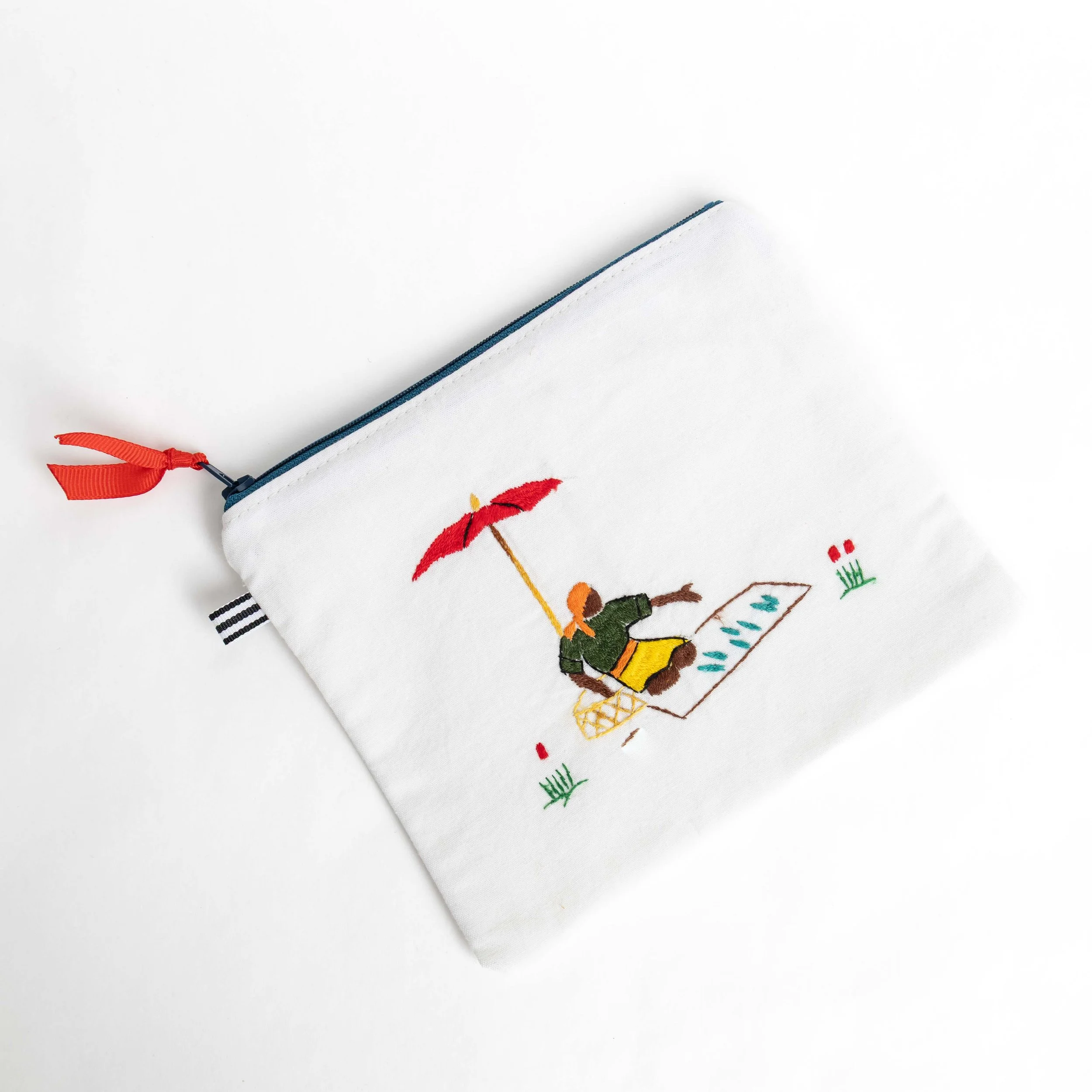 Market Vendor Flat Pouch with Teal Zipper