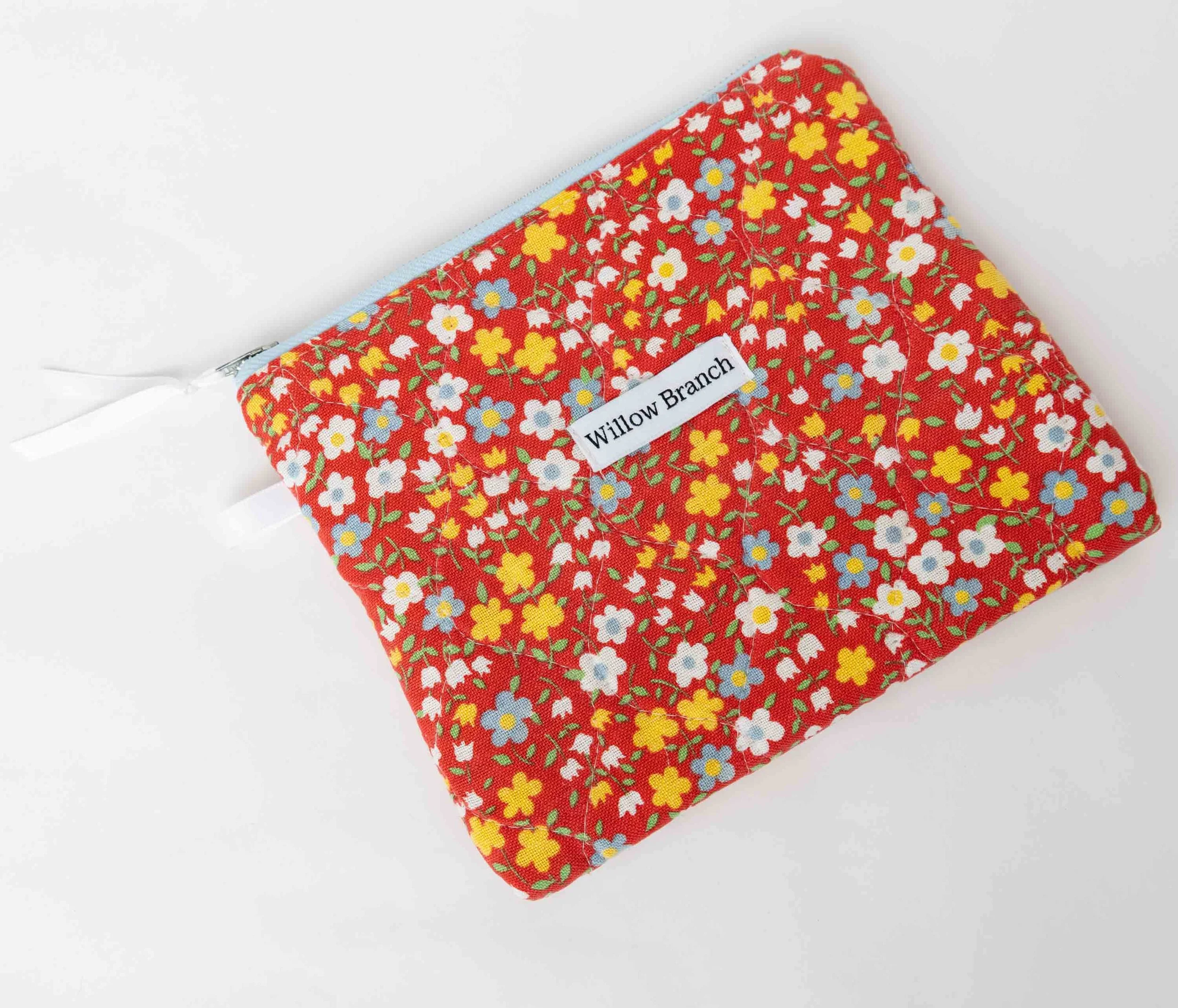 Red Flower Square Flat Pouch