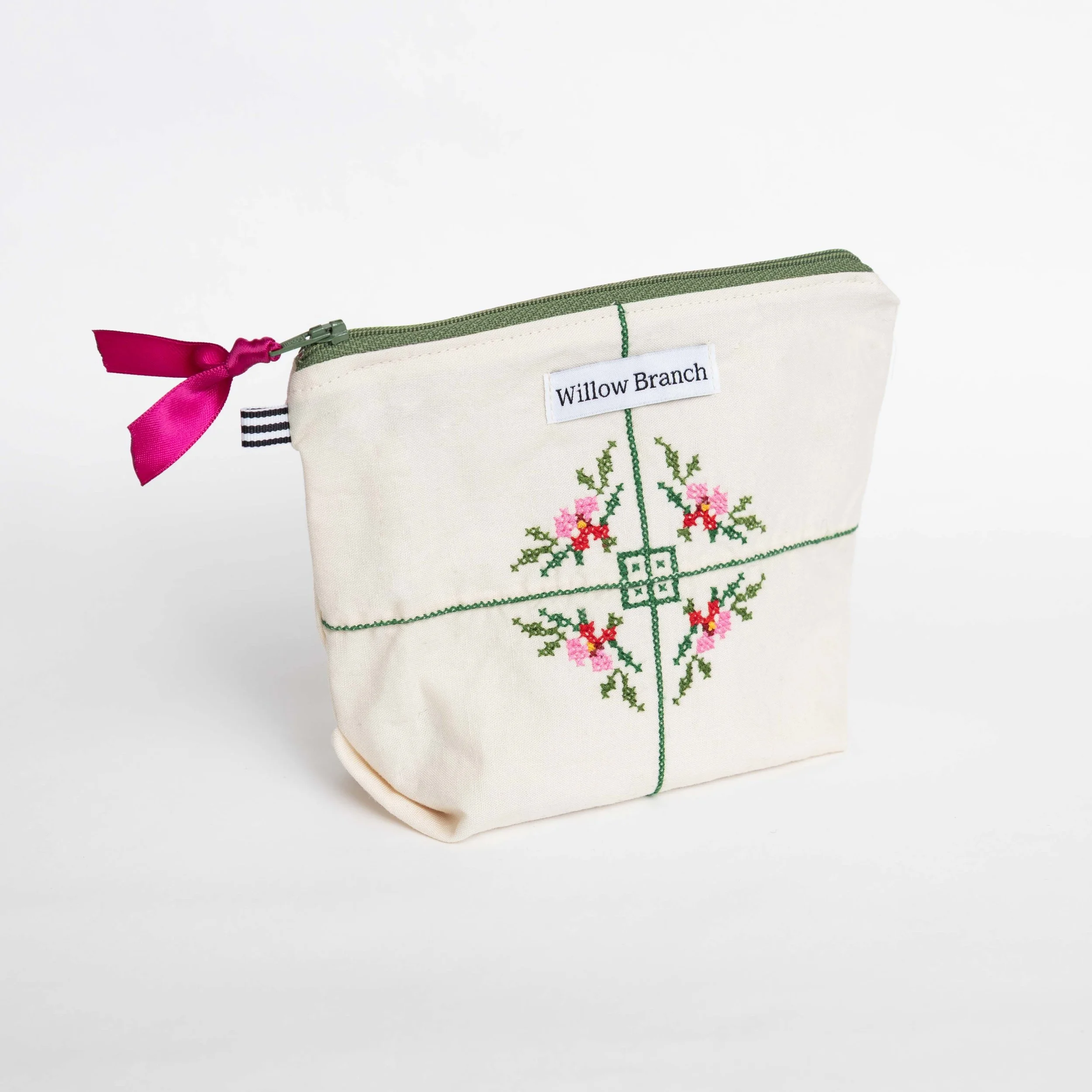 Triangle Makeup Bag from Embroidered Table Cloth
