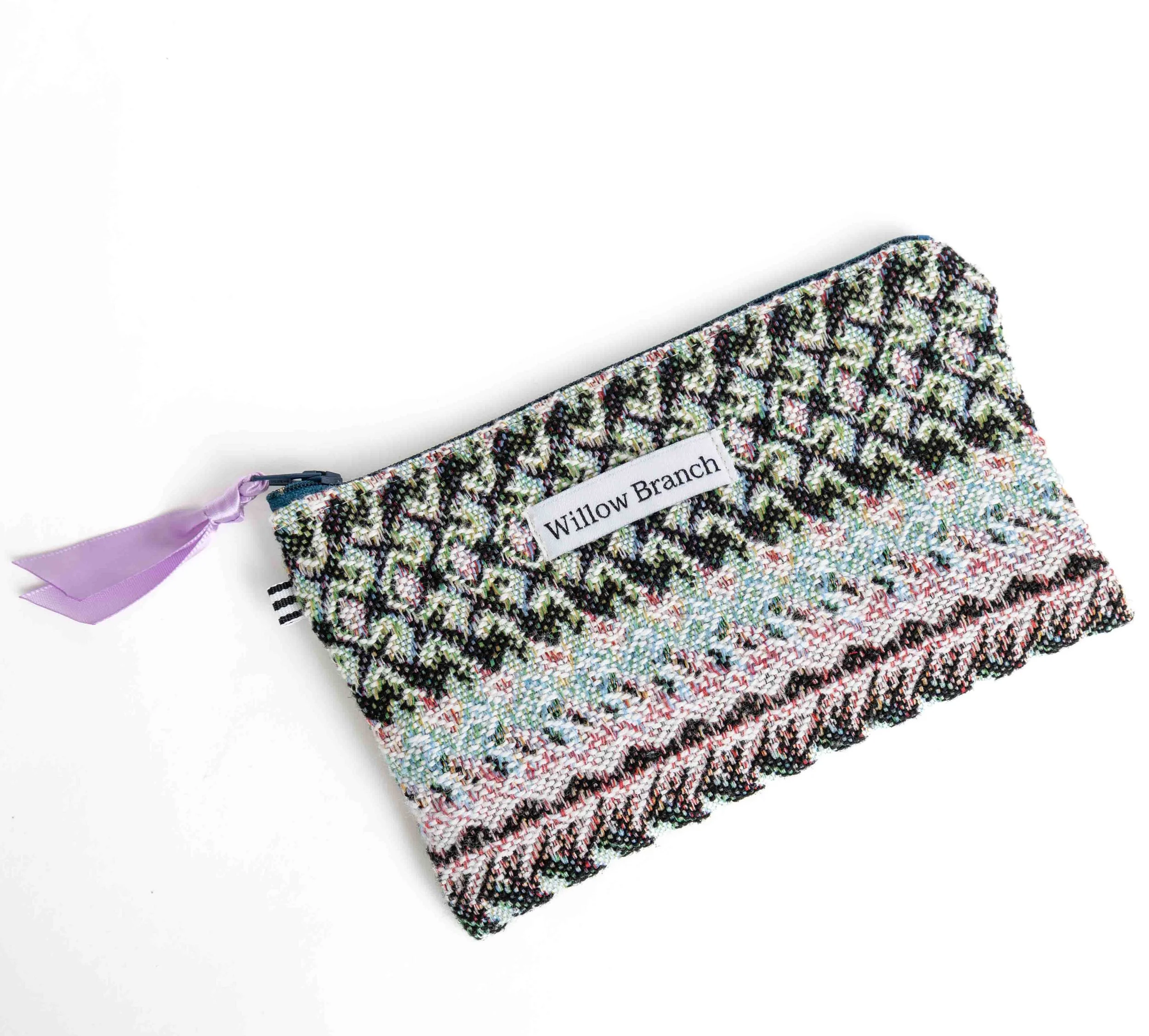 Multi Color Flat Pouch small with Teal Zip