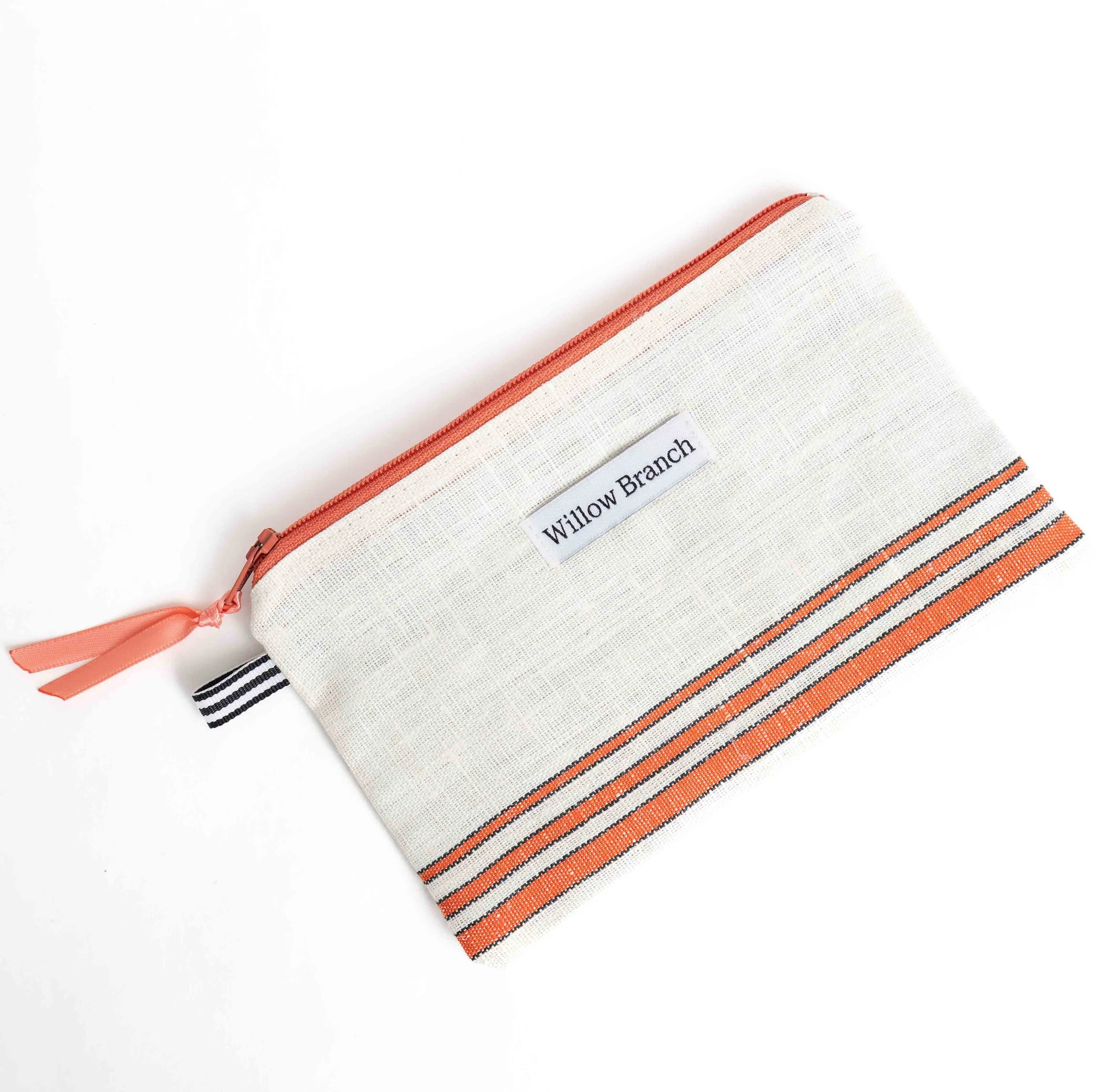 Orange Stripe Pencil Case Orange Zipper