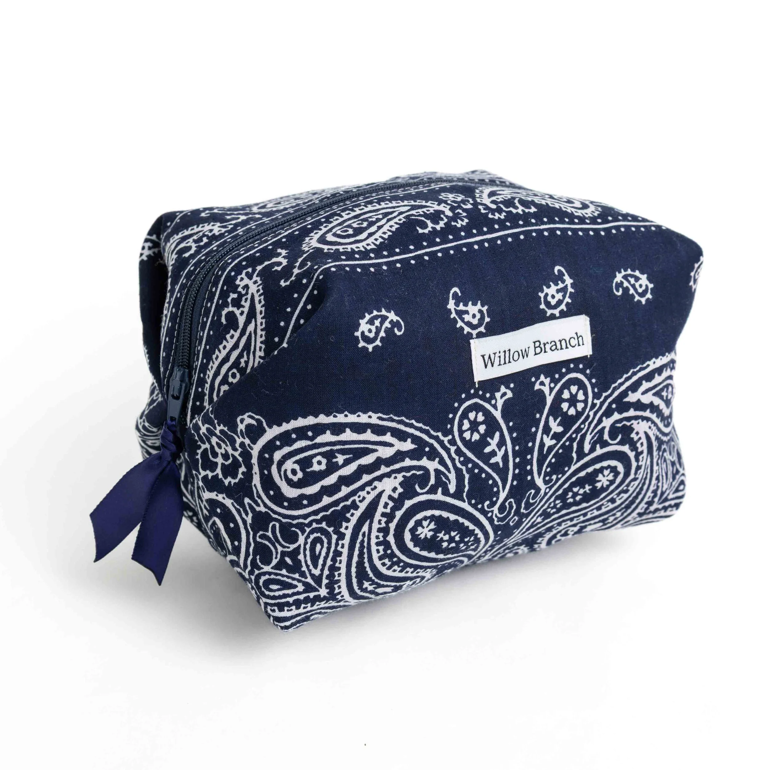 Blue Navy bandana print Boxy Makeup Bag