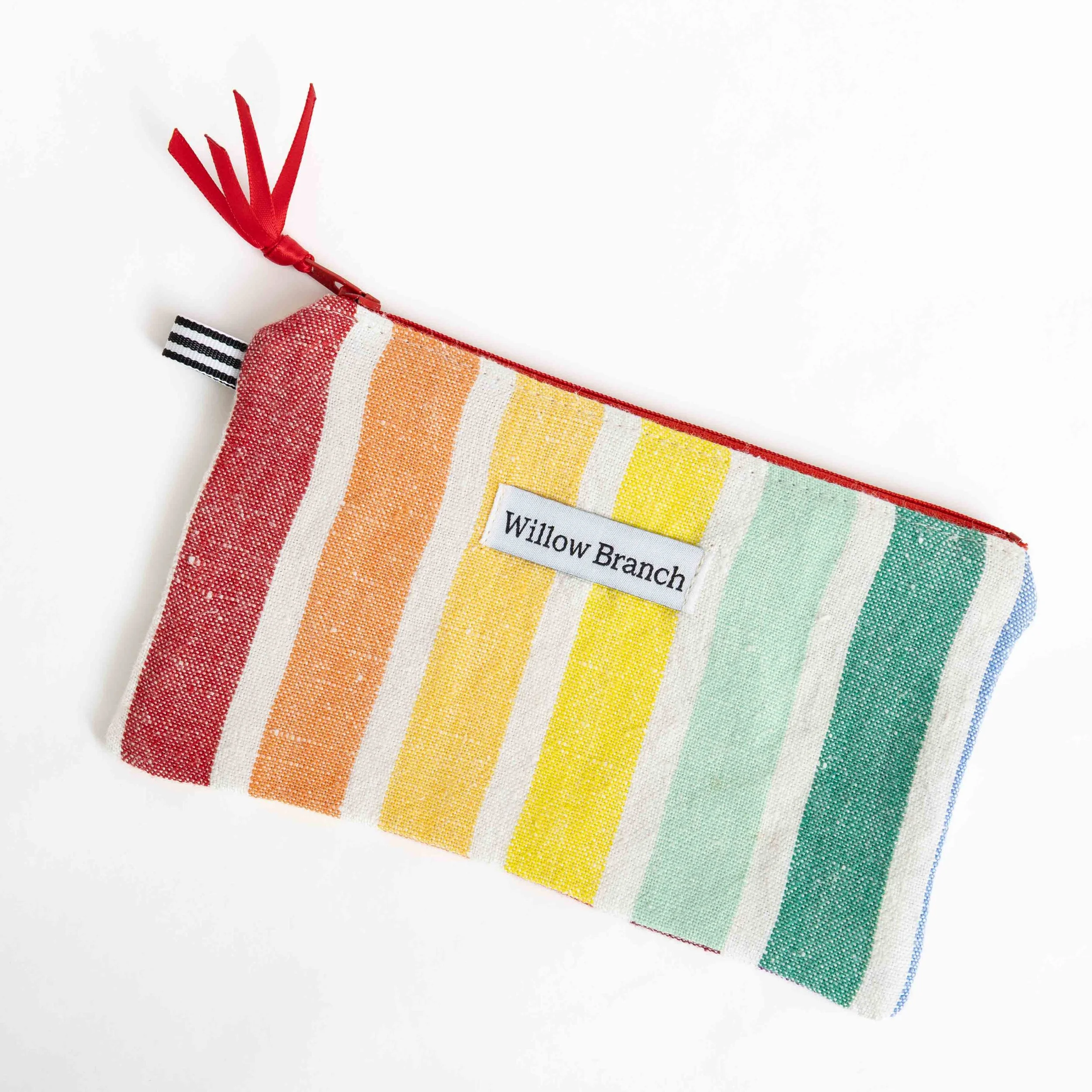 Rainbow Flat Pencil Case upcycled fabric