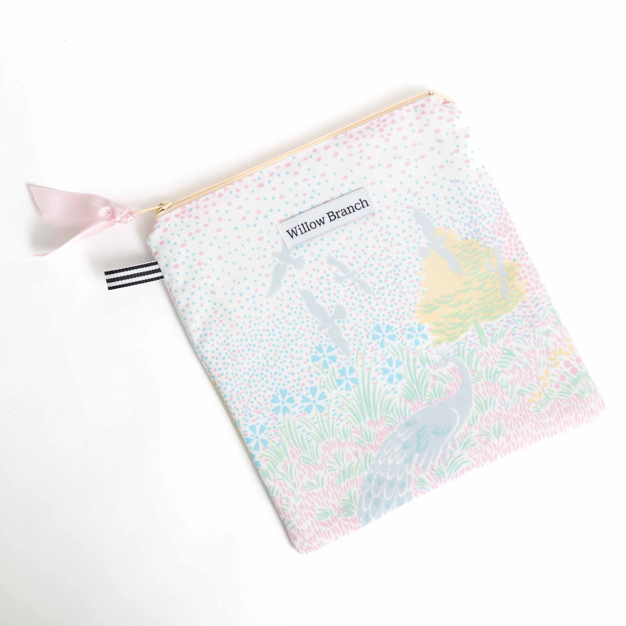 Pastel Peacock Flat Pouch with Peach zipper