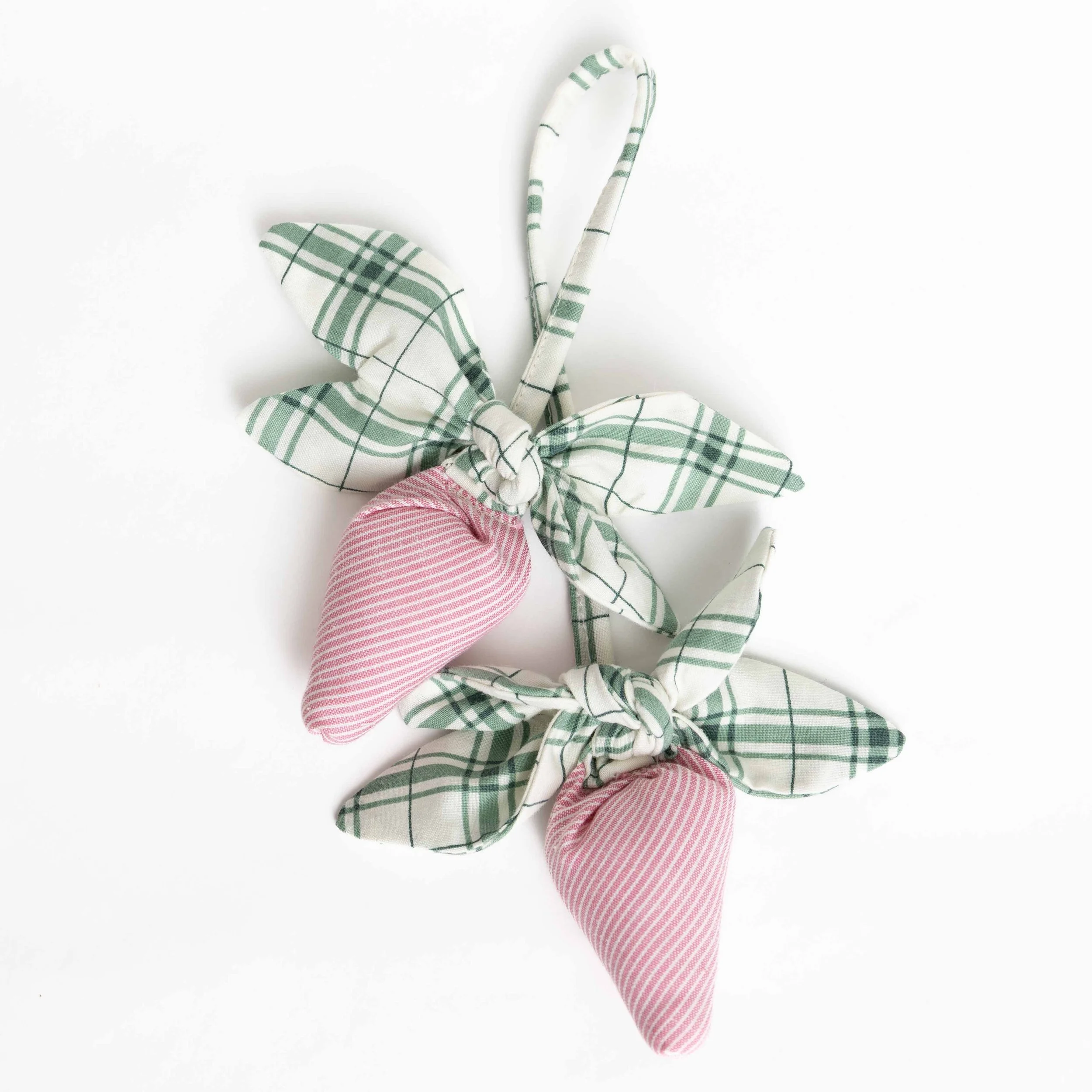 Strawberry Purse Charm Green Plaid, Pink Mini Stripe