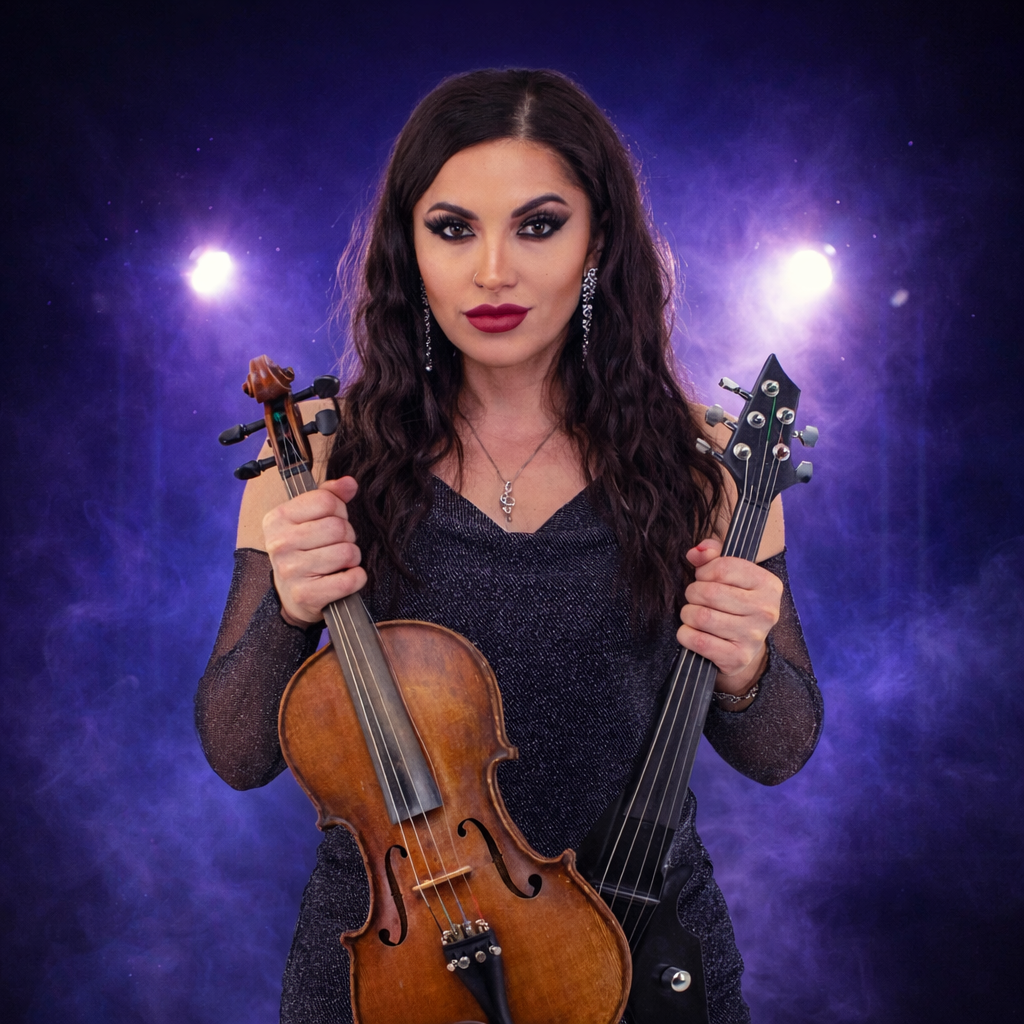 Tiana Snow, electric and acoustic violinist in Las Vegas, performing a modern violin show
