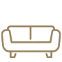 A simple line drawing of a sofa.