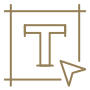 Computer cursor clicking on a computer screen with a symbol that resembles the letter 'T' or a menu icon.